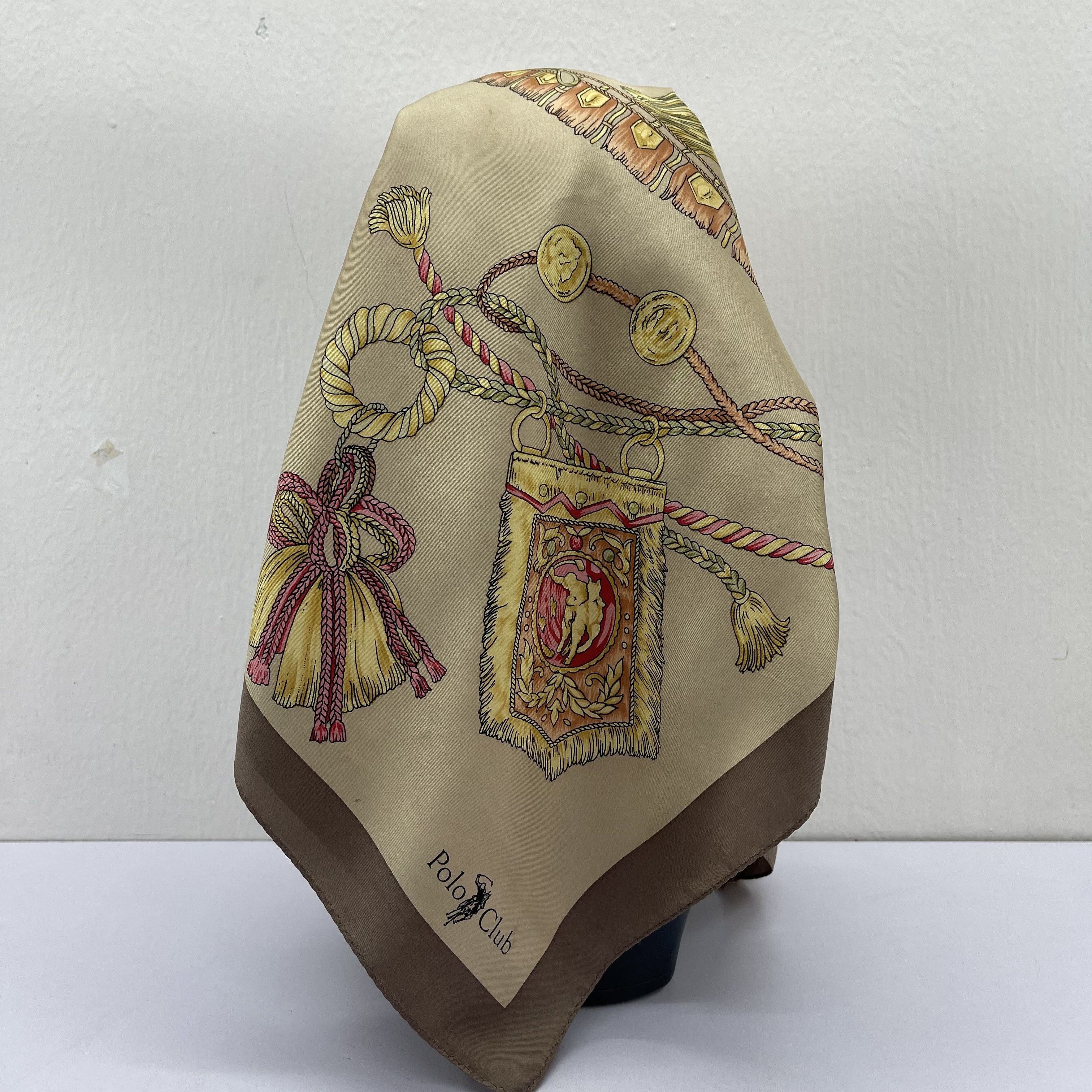 Other Vintage Polo Club Silk Scarf Luxury Motif Babushka- S7042 Size ONE SIZE - 2 Thumbnail