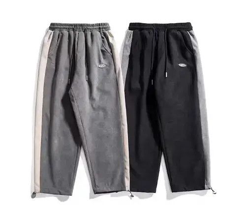 Jean 20AW Indigo Union Japan Grey Pleuche Patchwork Sweatpants Size US 31 - 3 Thumbnail
