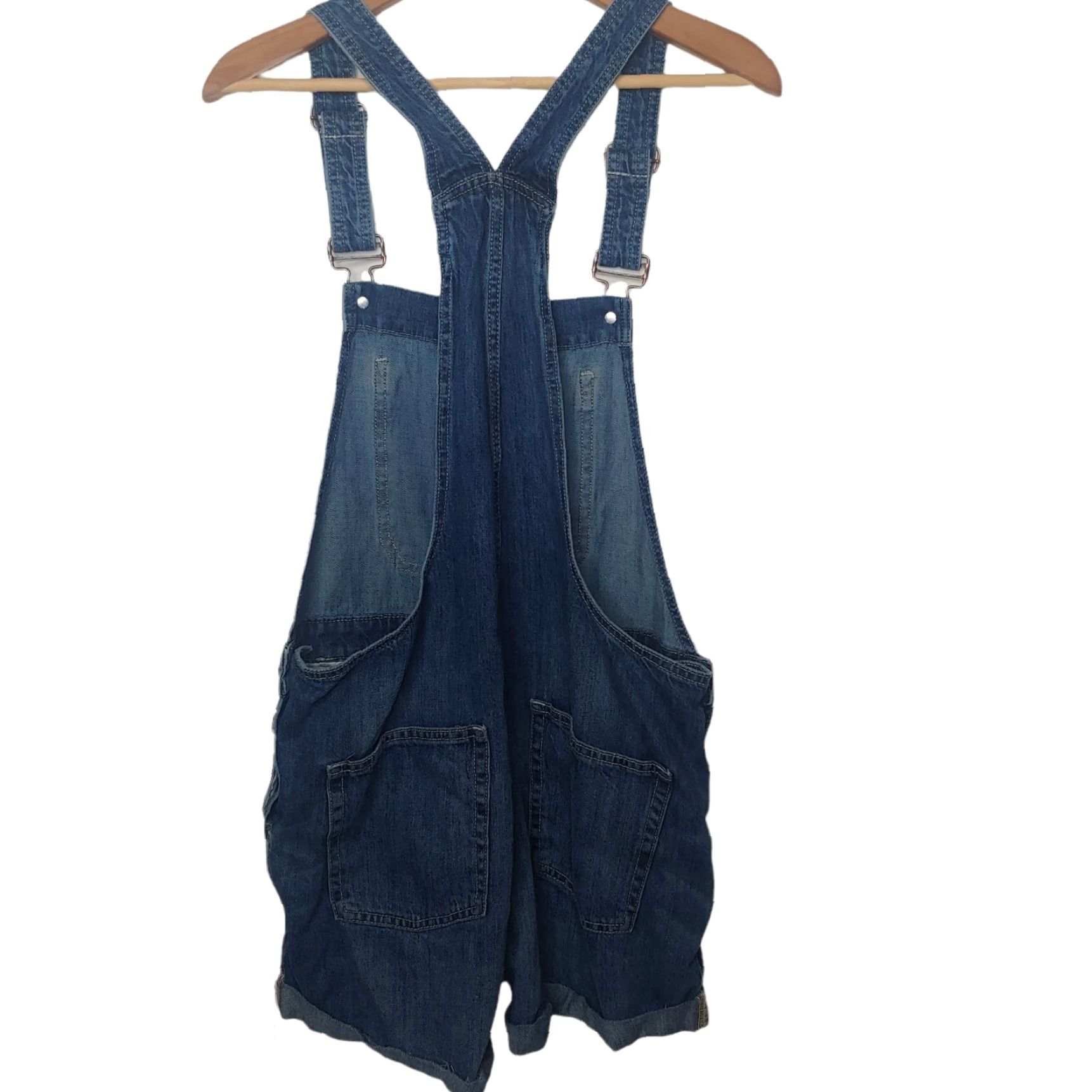 Gap GAP Women’s Large Blue Denim Shortalls Adjustable Casual Workwear 100% Cotton Medium Wash Size 36" / US 14 / IT 50 - 5 Thumbnail