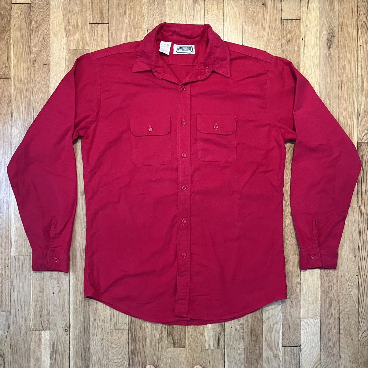 American Eagle Outfitters Vintage American Eagle Outfitters Red Chamois Button Up XL Size US XL / EU 56 / 4 - 1 Thumbnail
