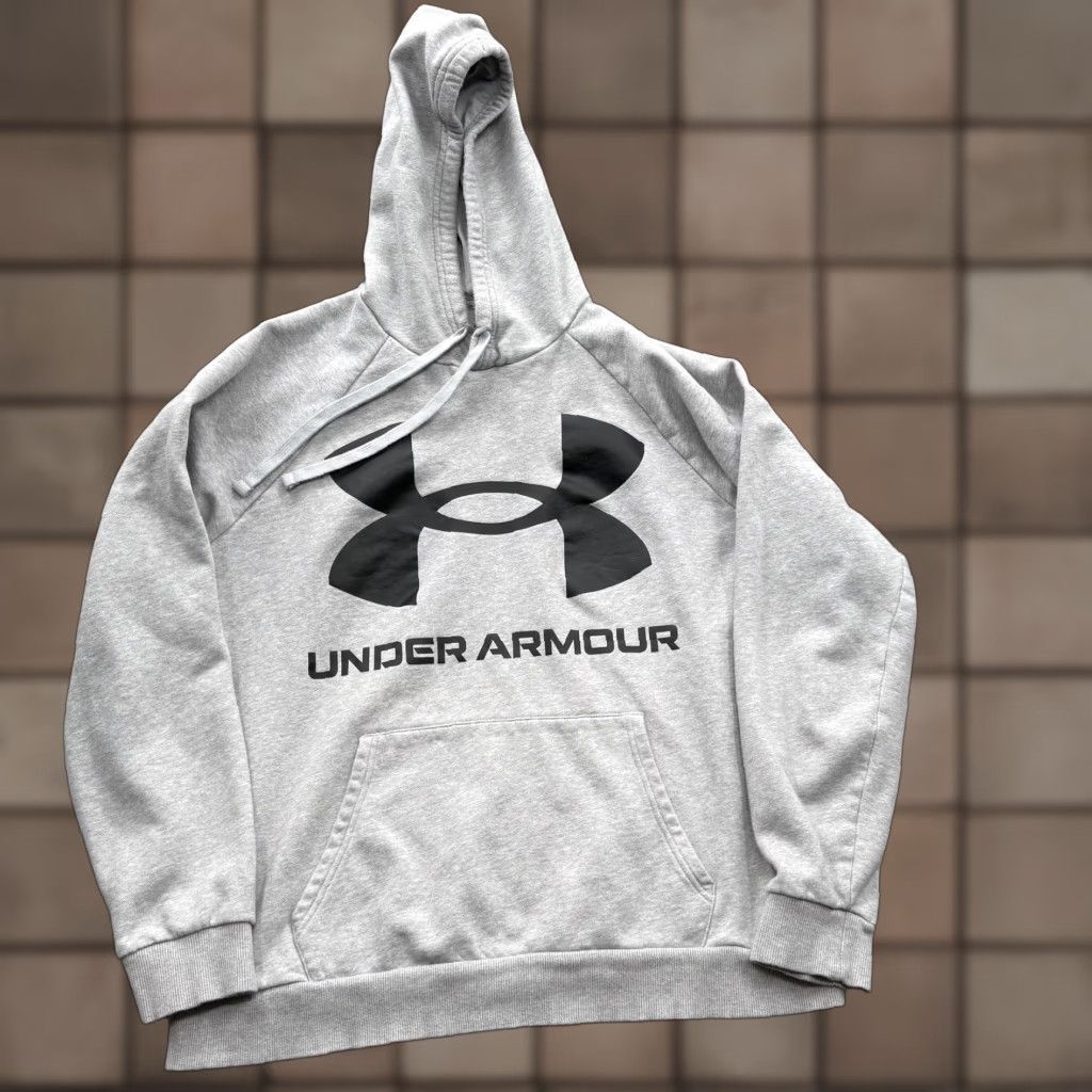 Under Armour Under Armour Hoodie Mens XL Gray Logo Pullover Fleece Sweatshirt Kangaroo Pocket Size US XL / EU 56 / 4 - 1 Thumbnail