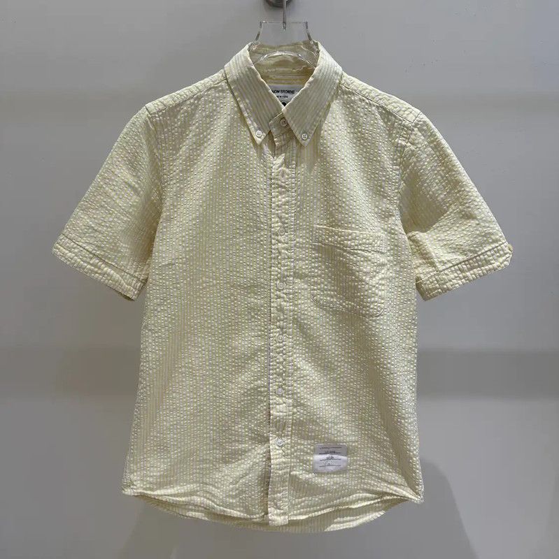 Thom Browne Thom Browne Yellow Striped Short Sleeve Shirt 0089 Size S / US 4 / IT 40 - 1 Thumbnail