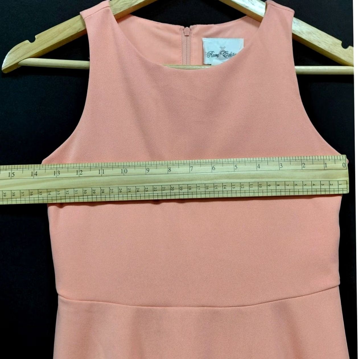 Vintage Rare Editions Peach Sleeveless Dress Knee Length Women Size 12, Light Weight, Polyester, Party/Cocktail, Casual, Spring Summer, Tank Dress, V-Neck N/A Size XL / US 12-14 / IT 48-50 - 4 Thumbnail
