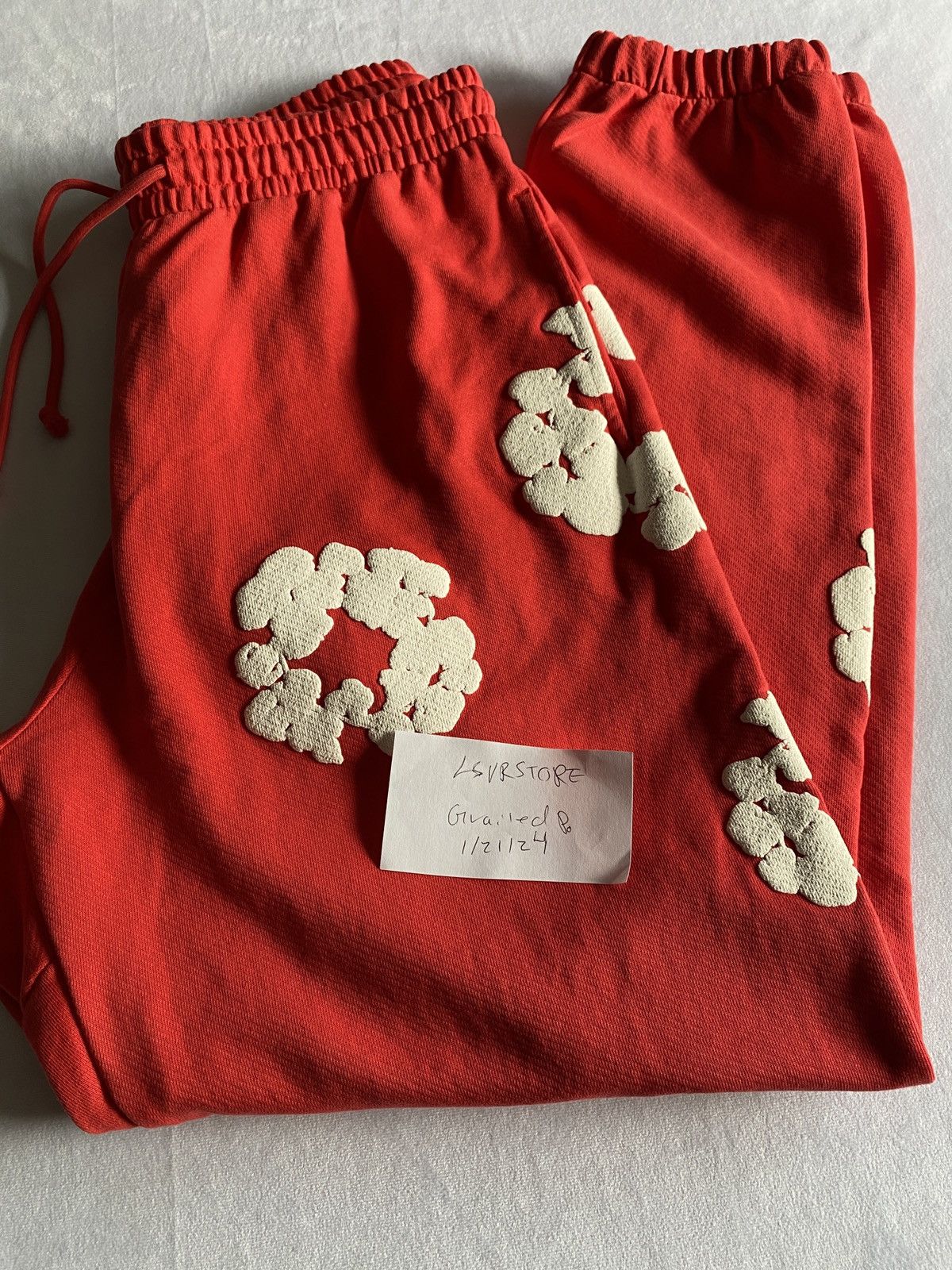 image of Denim Tears The Cotton Wreath Sweatpants Red Medium, Men's (Size 32)
