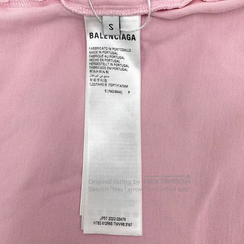 Balenciaga Balenciaga Pink logo letter printed cotton round neck shor Size US S / EU 44-46 / 1 - 6 Thumbnail