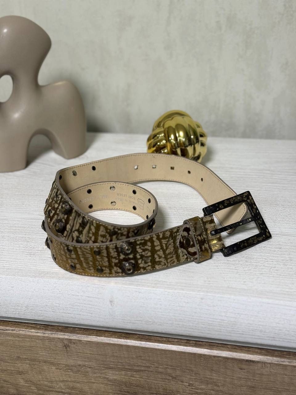 POST ARCHIVE FACTION (PAF) VTG Cowboy Style Leather Belt Gold Y2K 00s USA Hype Trend Size ONE SIZE - 10 Thumbnail