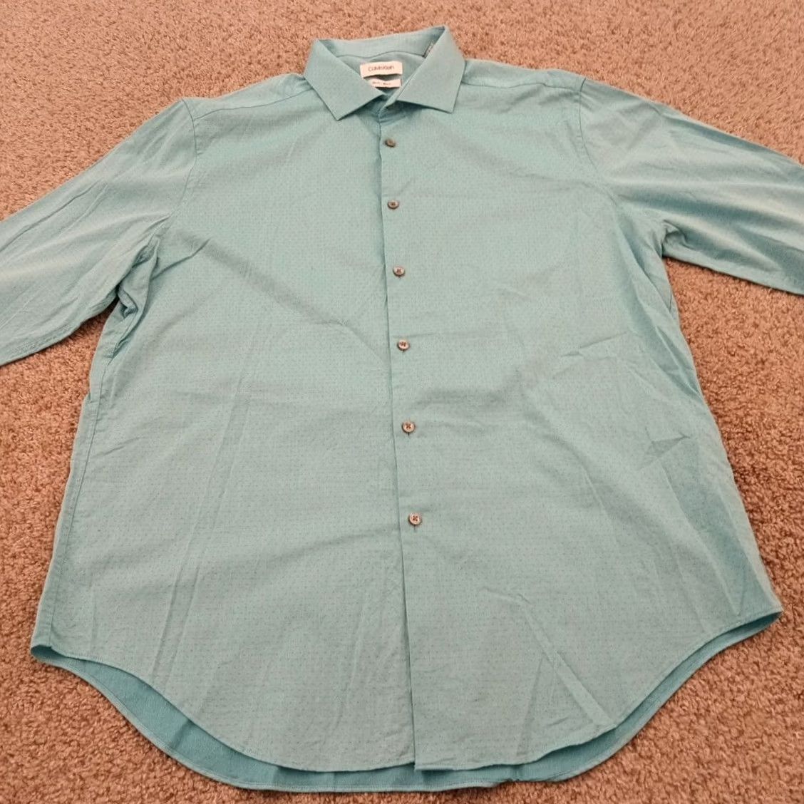 Calvin Klein Calvin Klein Shirt Mens XL Slim Blue Polka Dot Long Sleeve Button Up Stretch Size US XL / EU 56 / 4 - 4 Thumbnail