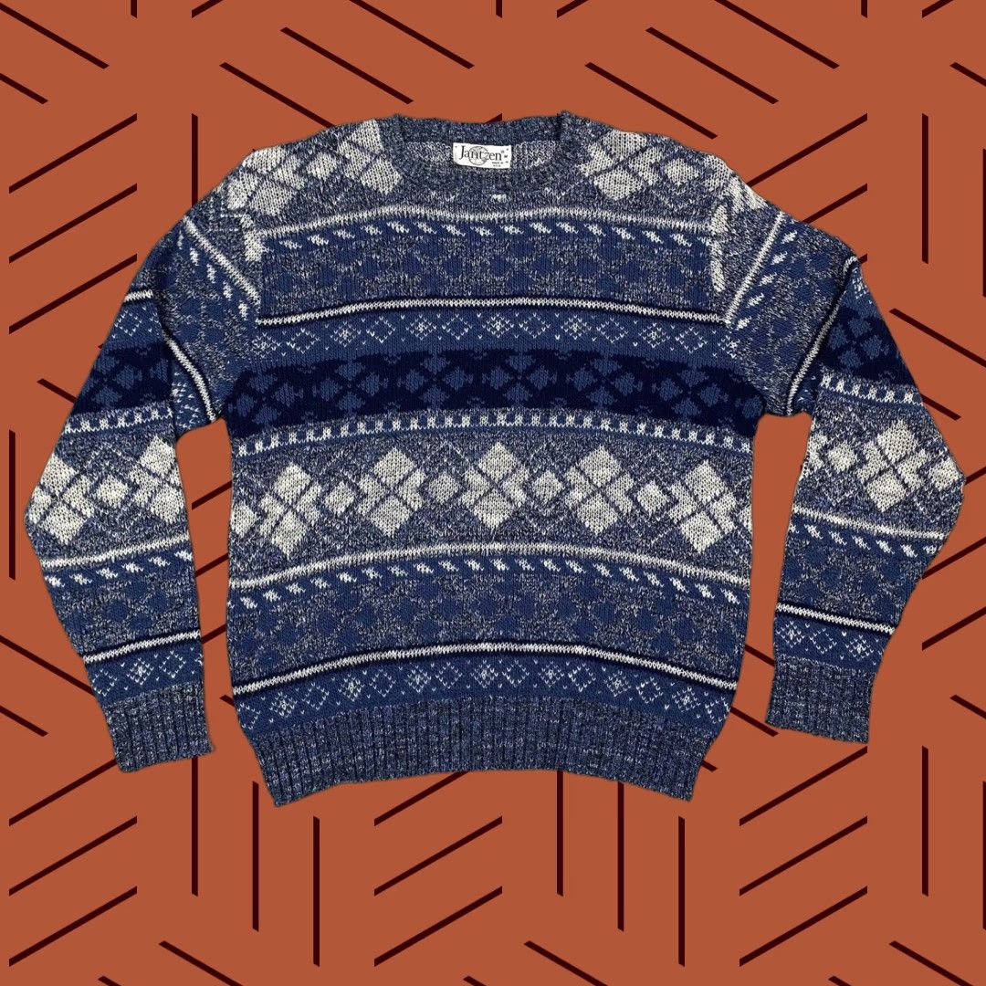 Jantzen VINTAGE JANTZEN PULLOVER SWEATER M BLUE ACRYLIC GEOMETRIC CHRISTMAS WINTER Mens Size US M / EU 48-50 / 2 - 1 Thumbnail