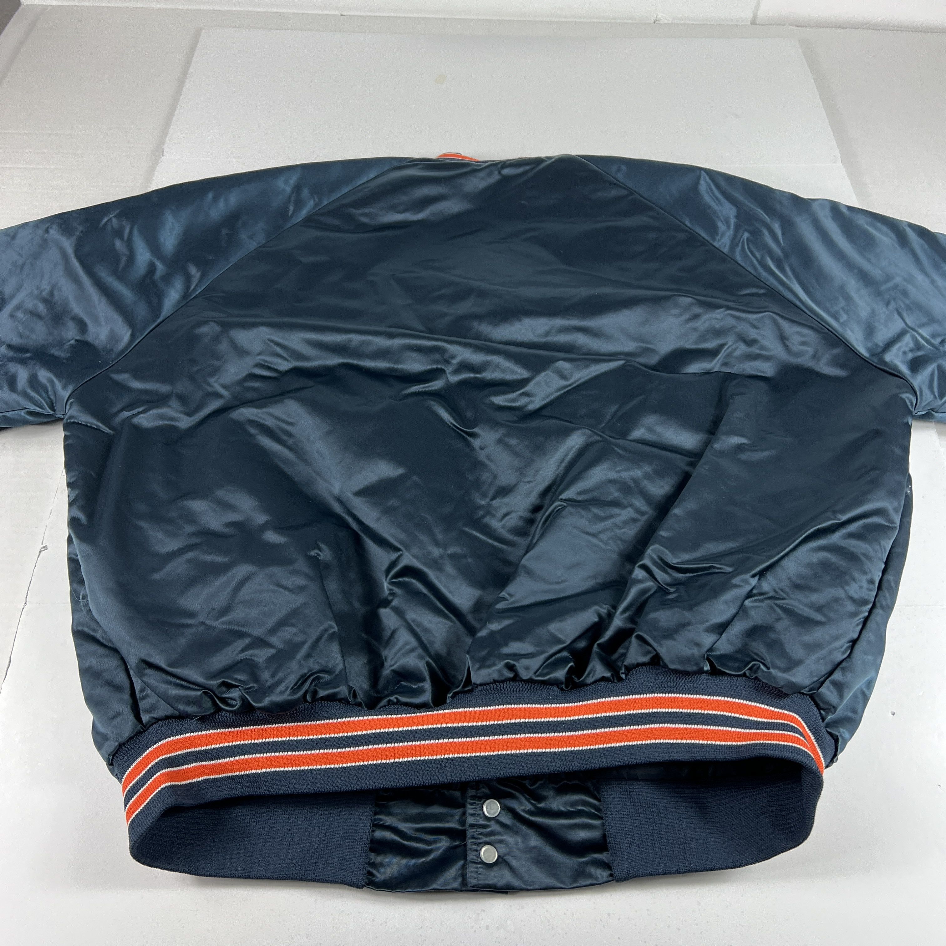 Chalk Line VTG 90 Chicago Bears Satin Jacket Blue Snap Button Bomber Size US XL / EU 56 / 4 - 12 Thumbnail