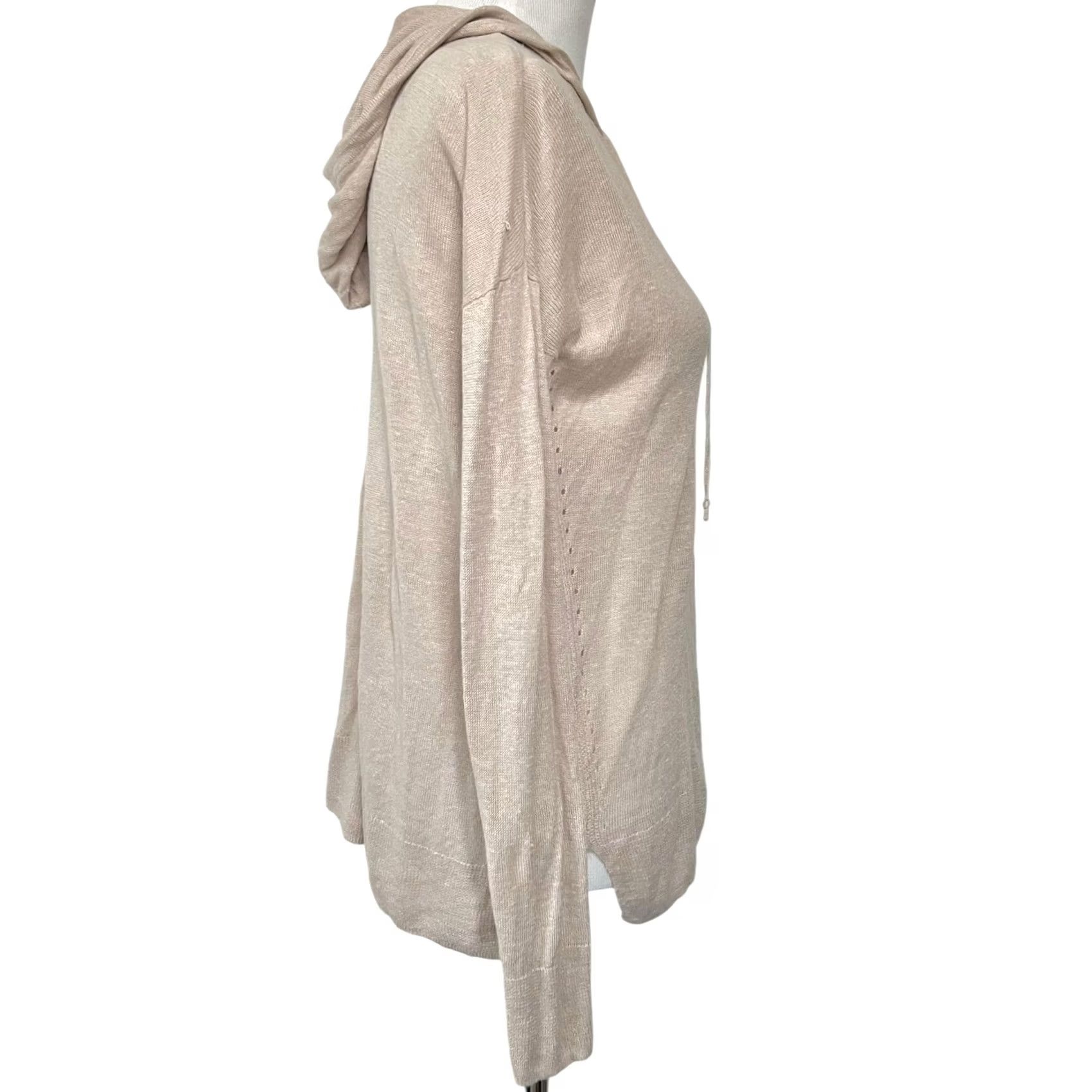 Vintage VINTAGE Tahari Hooded Sweater Womens S Beige Long Sleeve 100% Linen Pullover Hoodie S Beige Pullover Hoodie Women’s Size S / US 4 / IT 40 - 5 Thumbnail