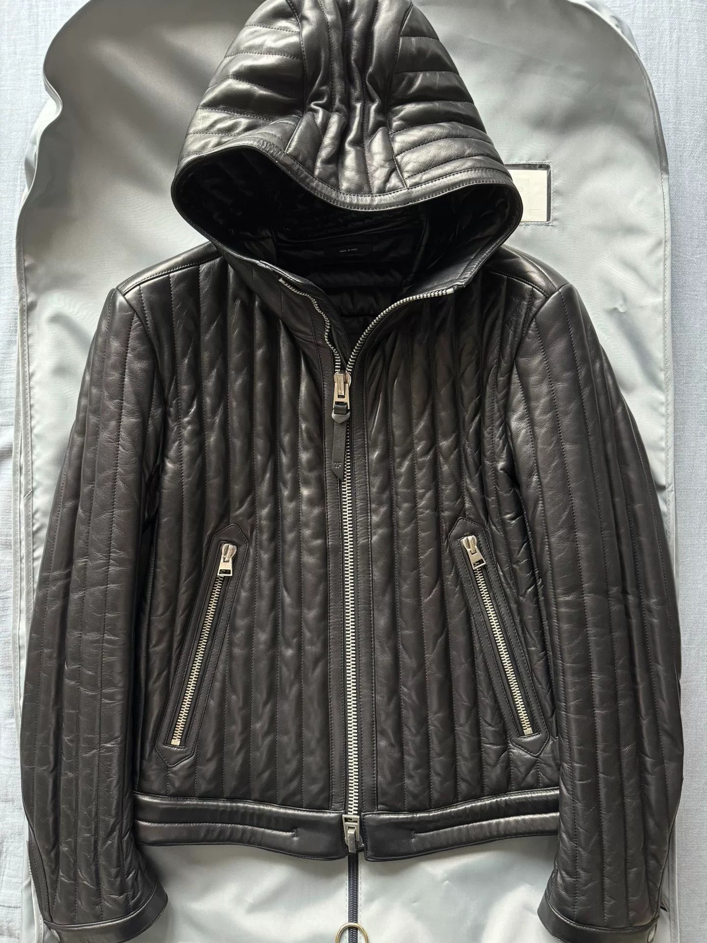 Tom Ford TOM FORD Quilted Hooded Leather Jacket Size US M / EU 48-50 / 2 - 1 Thumbnail