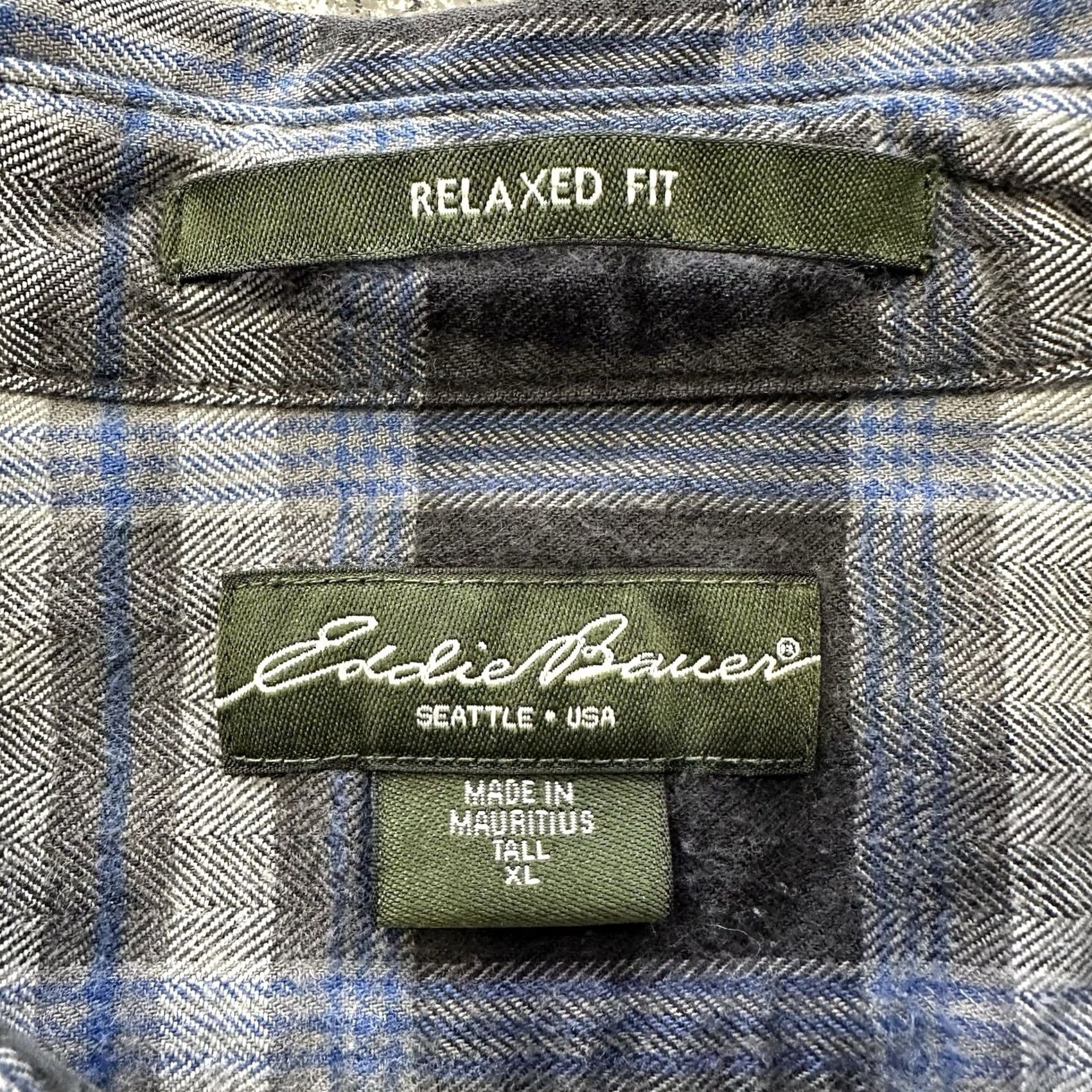 Eddie Bauer Eddie Bauer Flannel Shirt Mens XLT Tall Relaxed Fit LS Button Up Grey Blue Plaid Size US XL / EU 56 / 4 - 4 Thumbnail