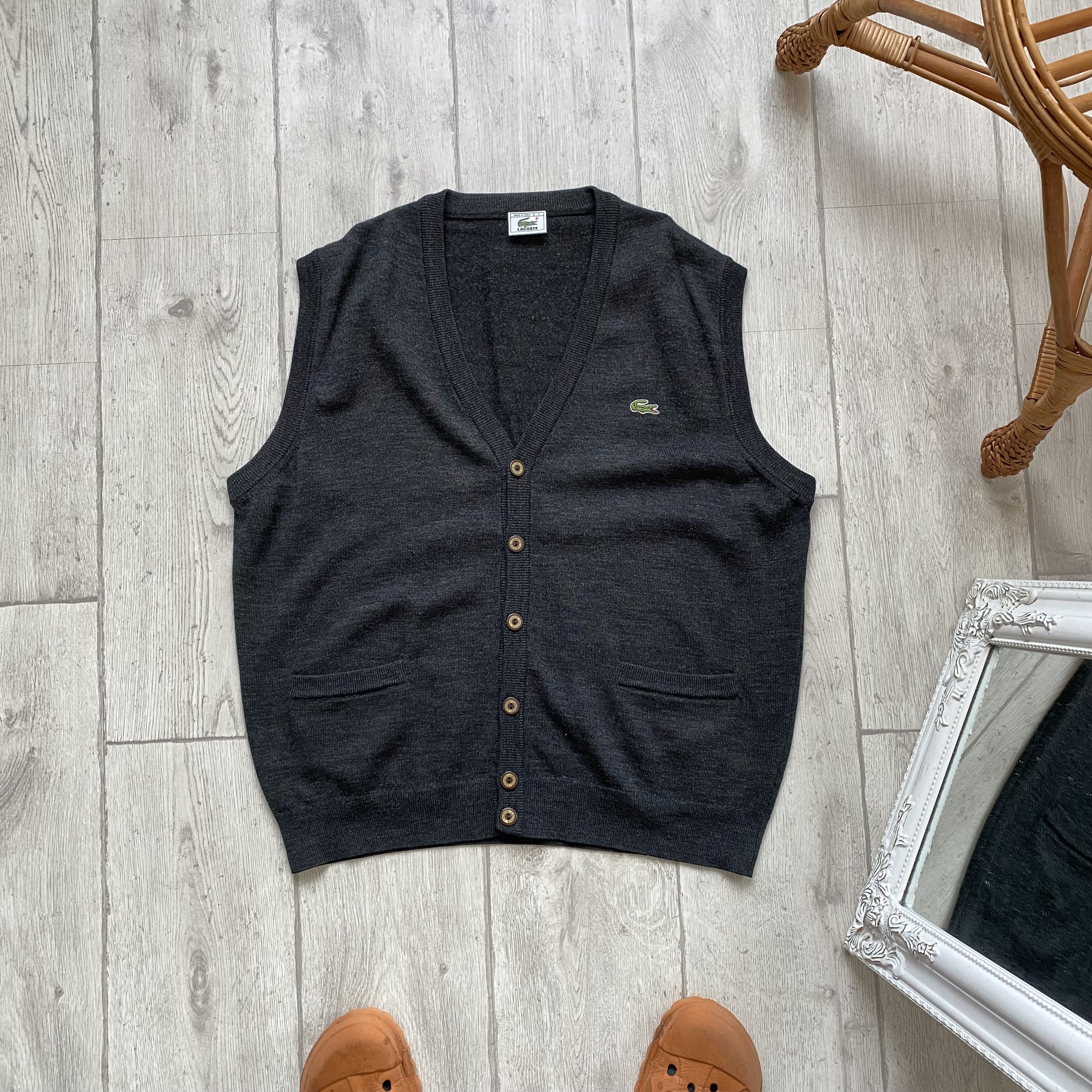 Lacoste 🐊 Vintage 80-90s Lacoste Wool Sweater Vest Made in France Size US XL / EU 56 / 4 - 1 Thumbnail