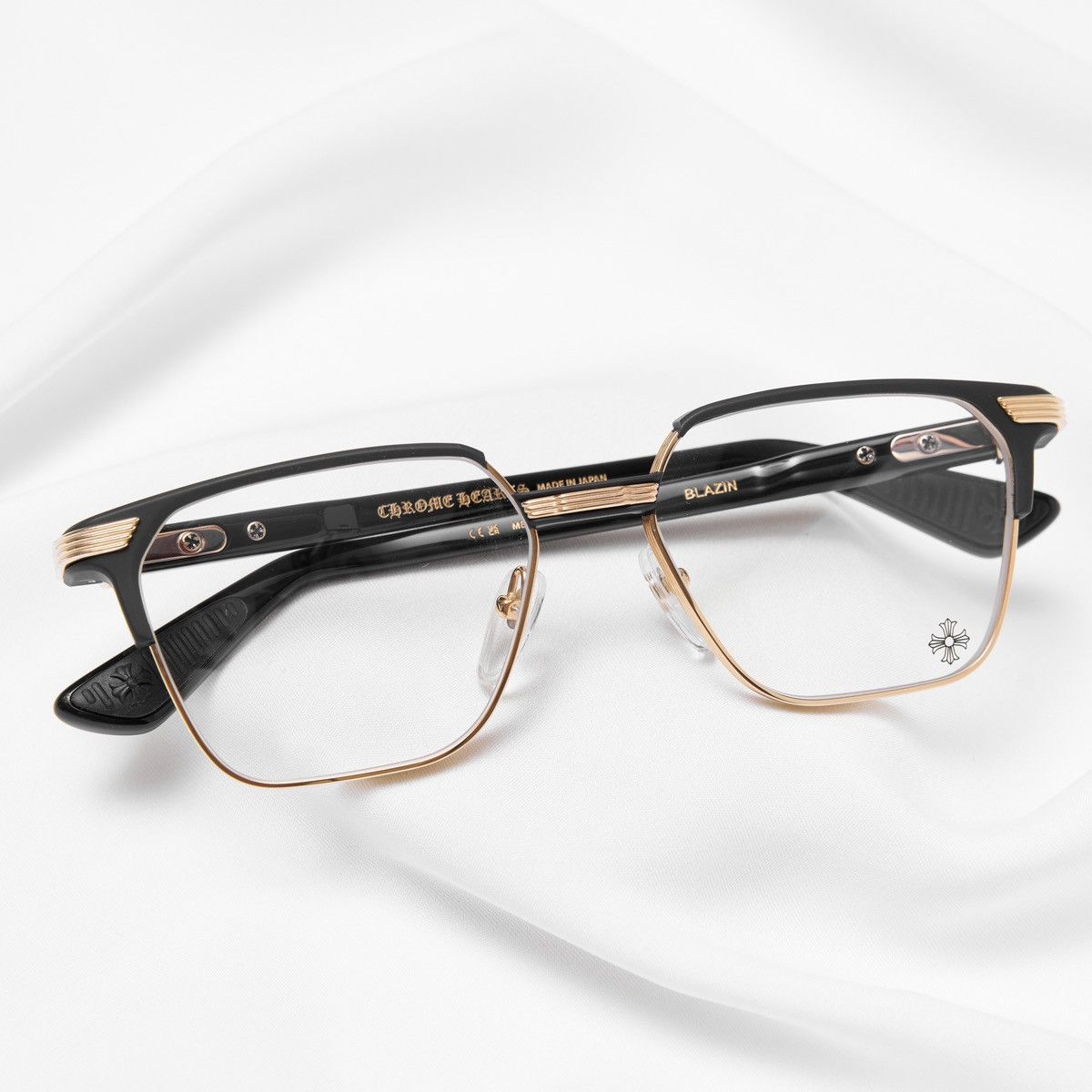 Chrome Hearts CHROME HEARTS BLAZIN MATTE BLACK/GOLD PLATED-BLACK-PLASTIC GLASSES Size ONE SIZE - 7 Thumbnail