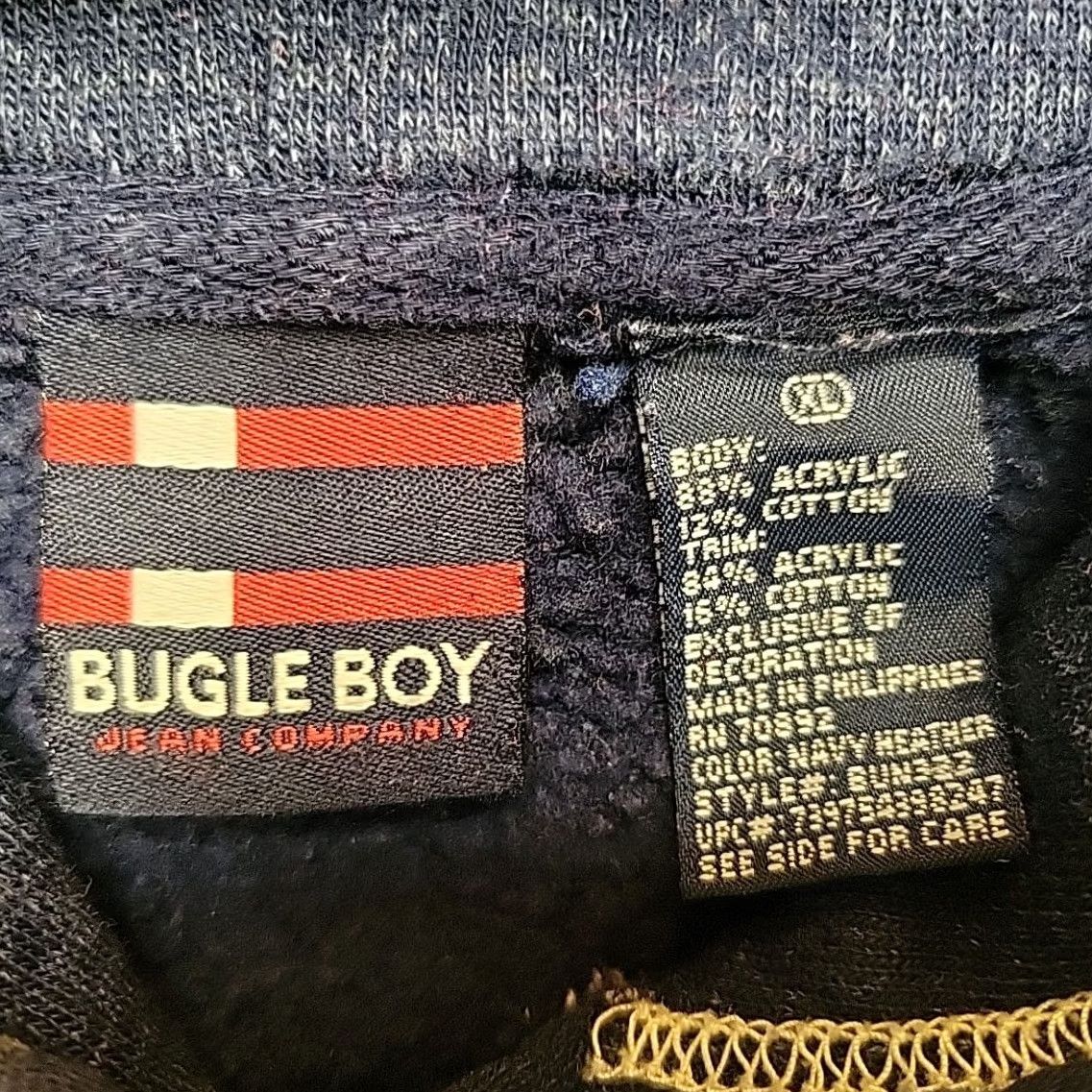 Bugle Boy VINTAGE Bugle Boy Hoodie XL Blue Hooded Pullover Fleece Sweatshirt Cropped Y2K Mens Size US XL / EU 56 / 4 - 5 Thumbnail