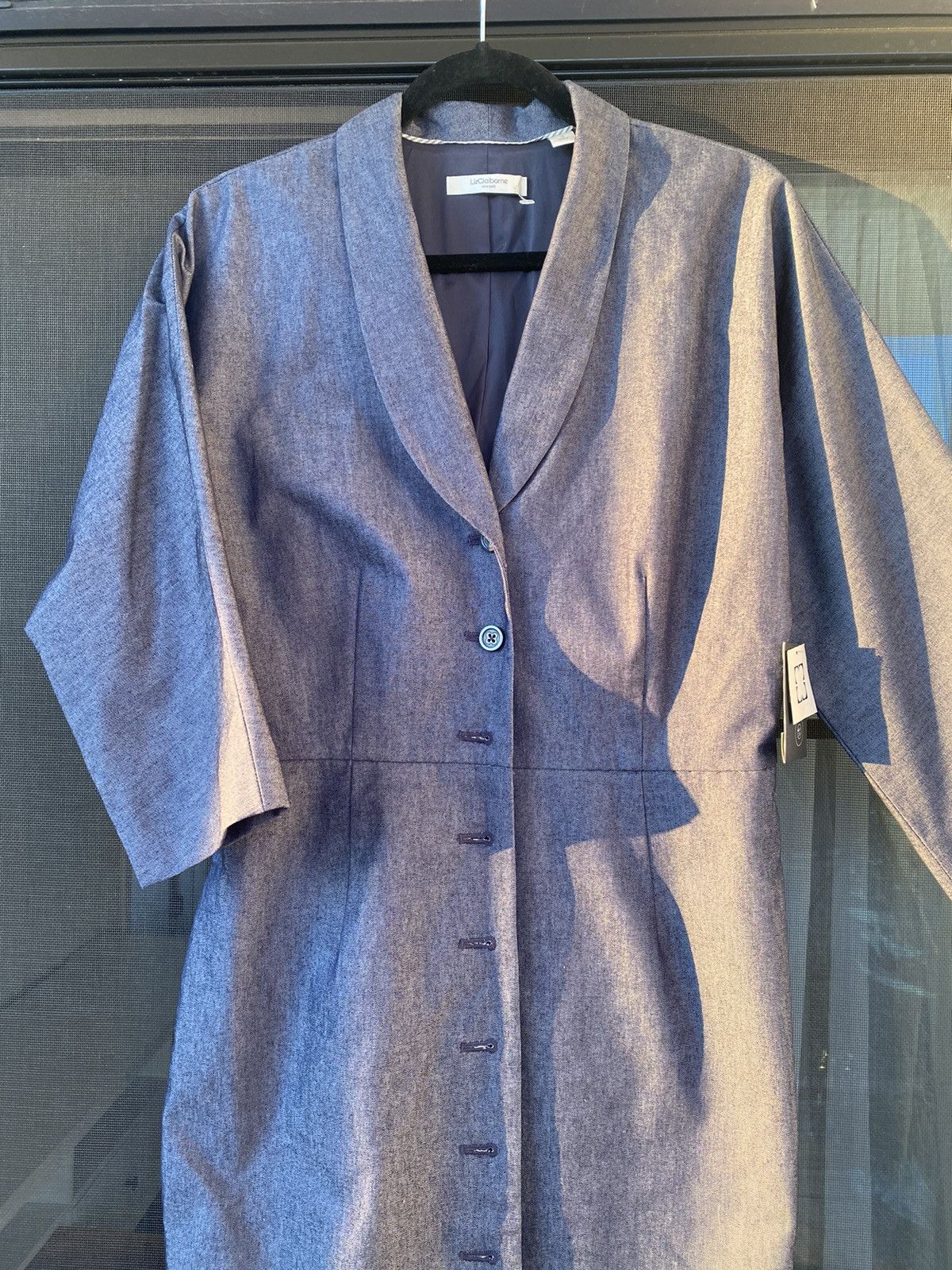 Other NWT Deadstock Blue LIZ CLAIBORNE suit Button Up dress 10 Size M / US 6-8 / IT 42-44 - 2 Thumbnail