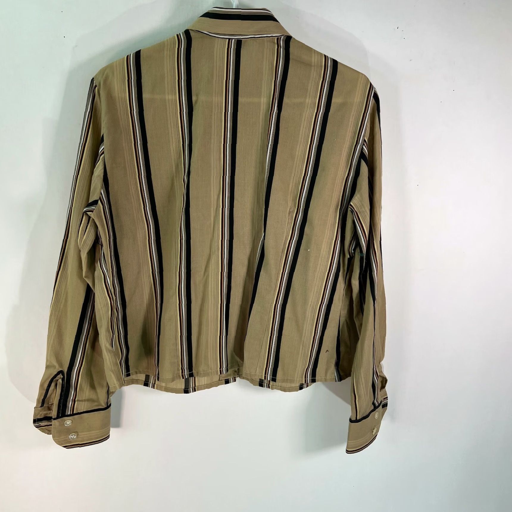 Vintage Eterna Beige Striped Button Front Long Sleeve Shirt Blouse Size M Womens Regular Fit Casual Shirt Size M / US 6-8 / IT 42-44 - 2 Thumbnail