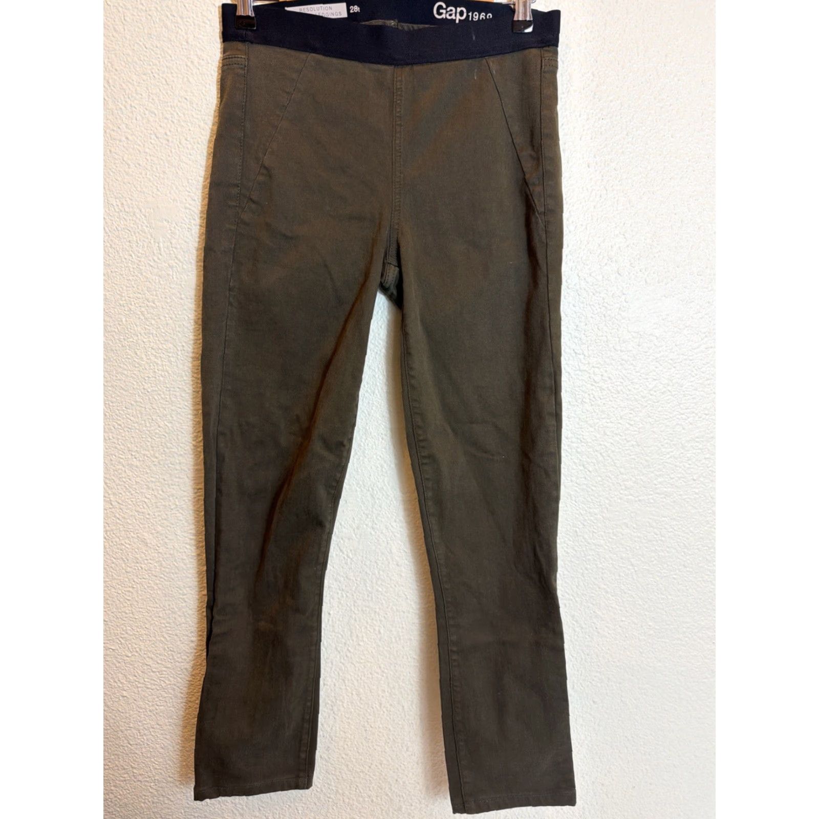 Gap Gap Resolution Legging Womens 28 Tall Olive High Rise Stretch Pants 28x27 Green Cotton Polyester Spandex Size 28" / US 6 / IT 42 - 2 Thumbnail