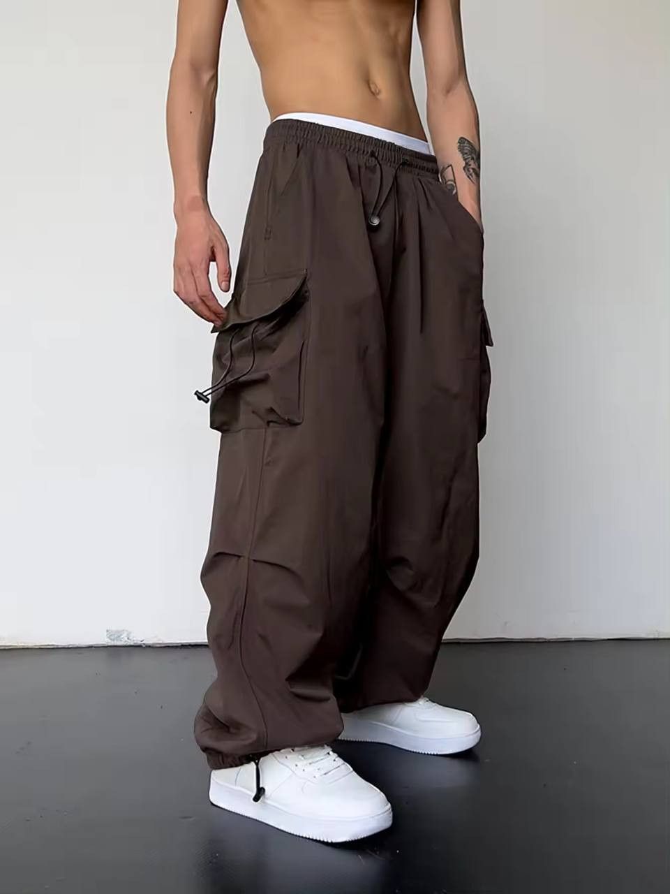 Vintage men's monochrome kargo pants y2k Size US 33 - 3 Thumbnail