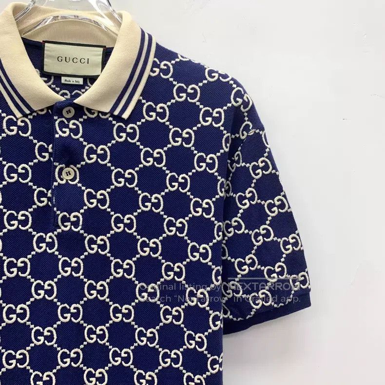 Gucci Gucci Dark blue logo jacquart full print cotton lapel sing Size US XS / EU 42 / 0 - 3 Thumbnail