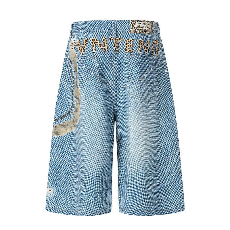 Japanese Brand American retro printed distressed denim shorts Size US 32 / EU 48 - 2 Thumbnail