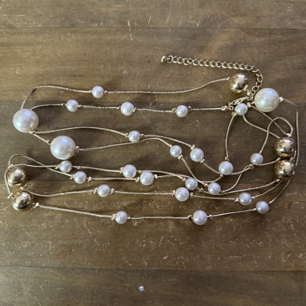 Other Long gold tone station pearl and bead necklace Size ONE SIZE - 2 Thumbnail