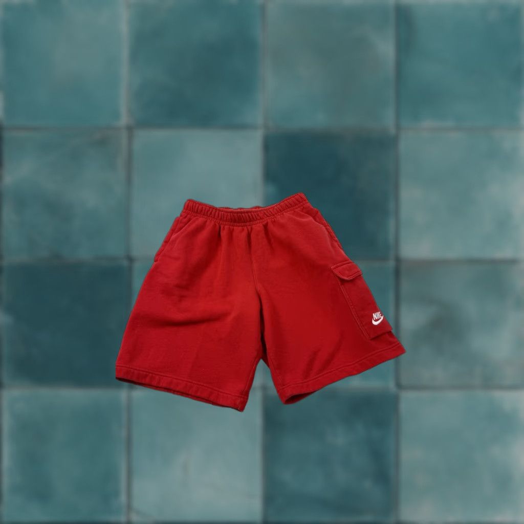 Nike Nike Fleece Cargo Shorts Mens Small Red CZ9956-657 Shorts Sweat Elastic Waist Pockets 7 Inseam Cotton Polyester Size US 29 - 1 Thumbnail