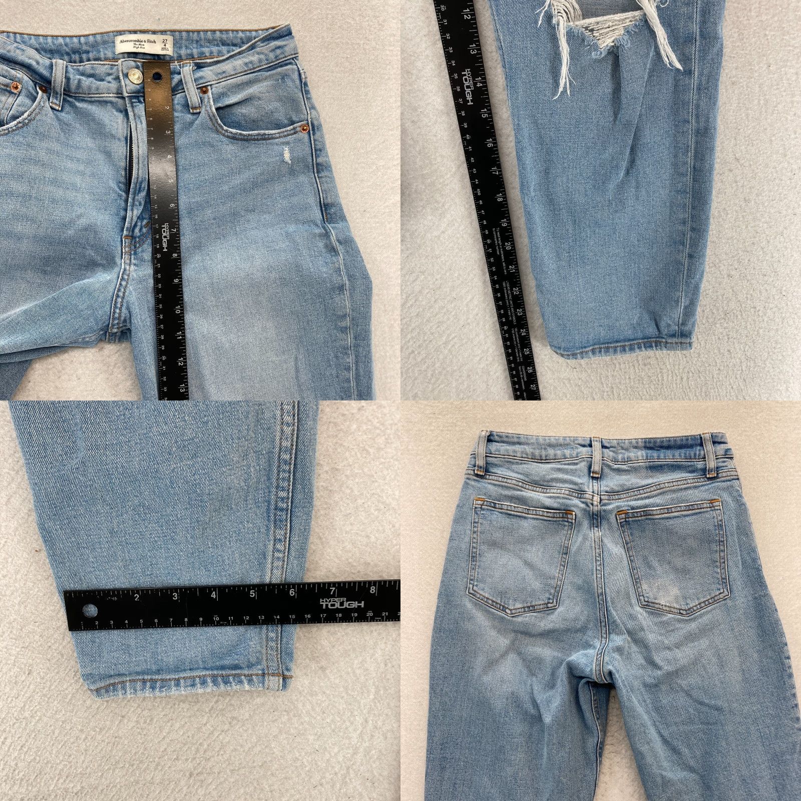 Abercrombie & Fitch Abercrombie & Fitch Curve Love Mom Jeans Women's 27/4 High Rise Blue Distressed Jeans Size 27" / US 4 / IT 40 - 8 Thumbnail