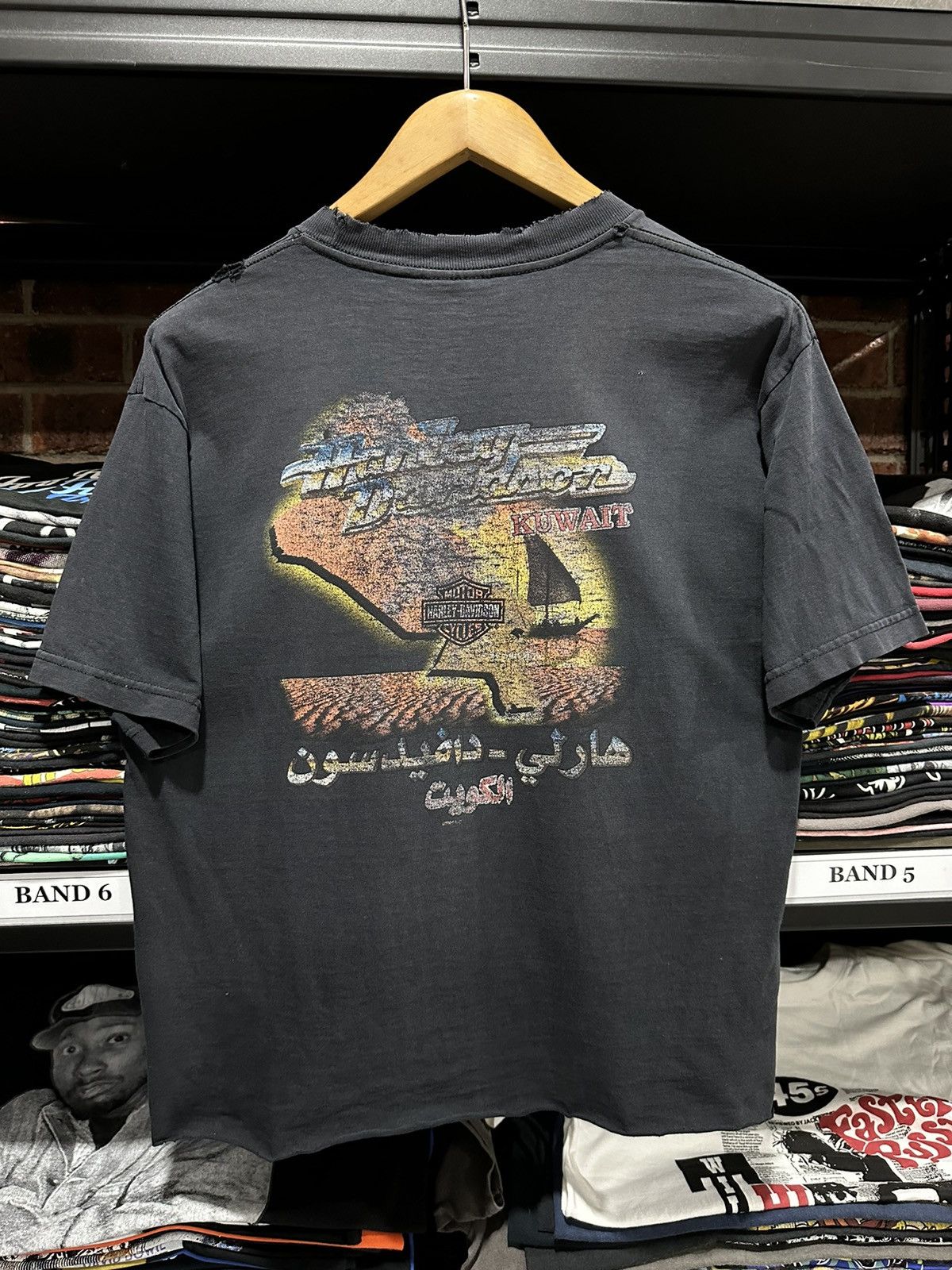 Harley Davidson Vintage Harley Davidson Arabic Distressed Boxy Tee Size US M / EU 48-50 / 2 - 2 Thumbnail