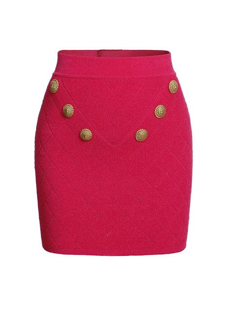 Balmain o1s1wg110825 Fine Knit Mini Skirt in Pink Size 30" / US 8 / IT 44 - 1 Thumbnail