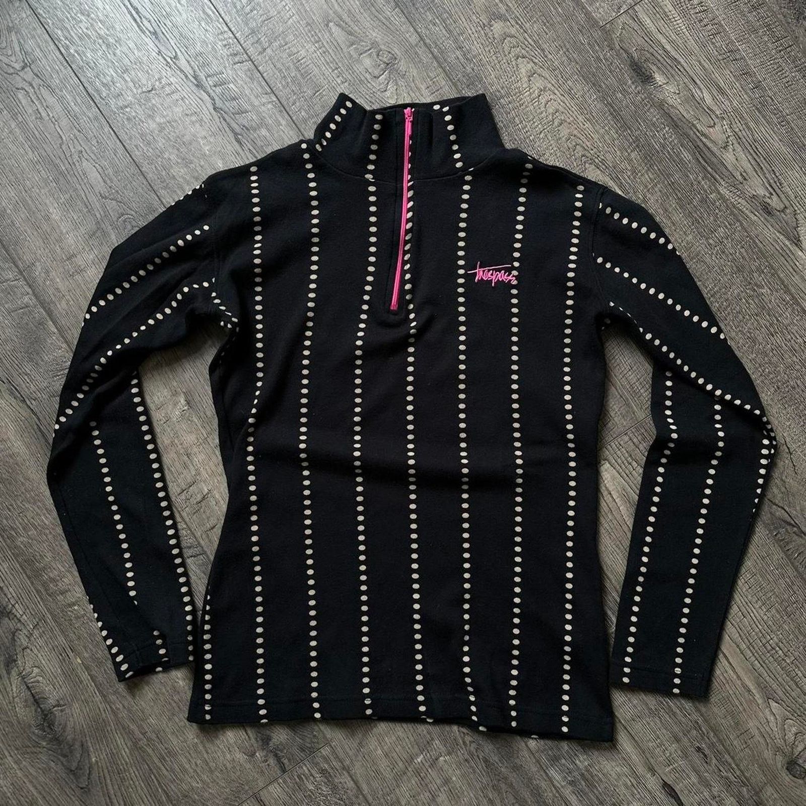 Vintage Vintage Y2K Striped Polka Dot Pink Longsleeve Quarterzip Top Size XS / US 0-2 / IT 36-38 - 4 Thumbnail