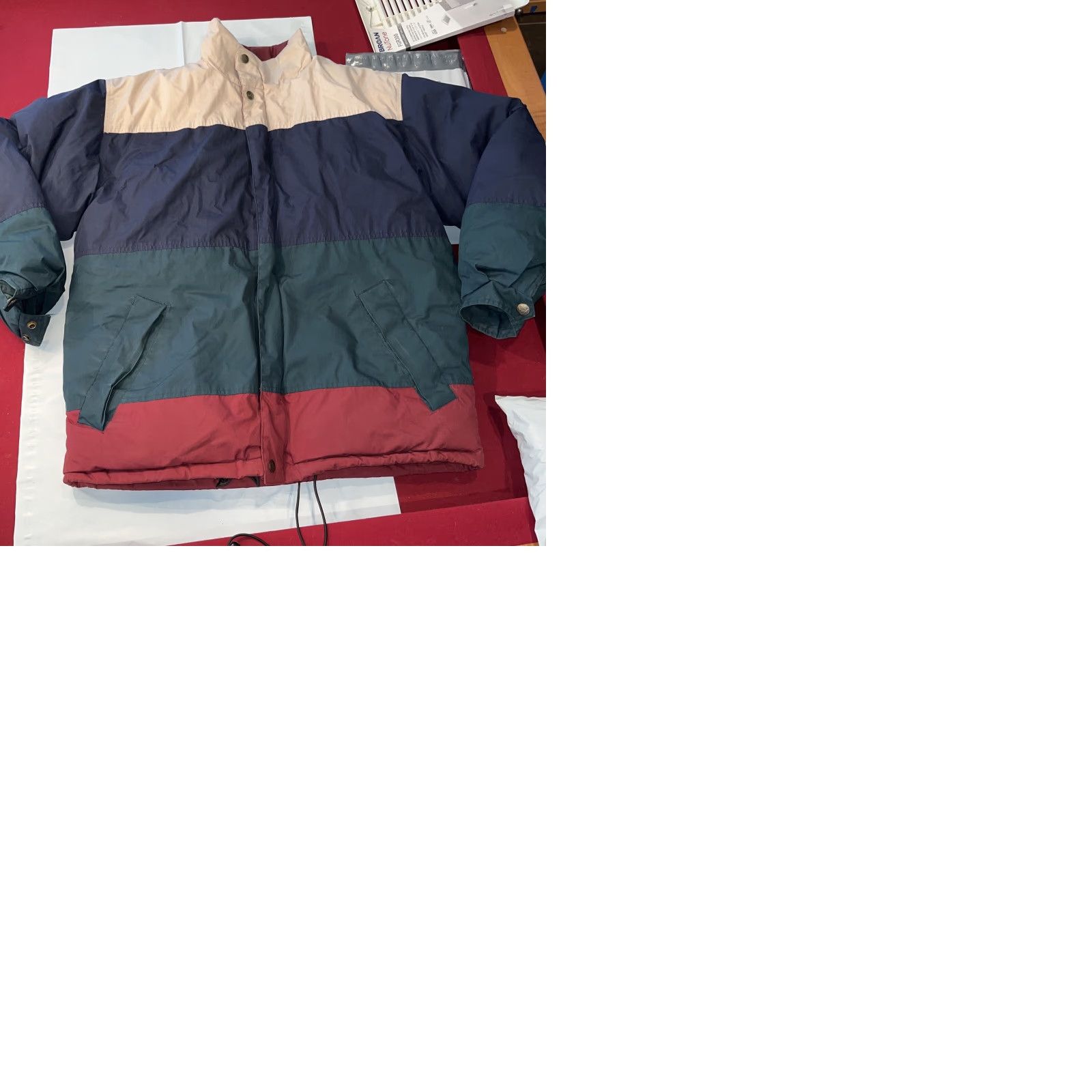 Vintage VINTAGE Mighty Mac Nordsac DOWN PUFFER JACKET REVERSIBLE COAT Stripes Blue Green Burgundy STRIPE Size US M / EU 48-50 / 2 - 9 Thumbnail
