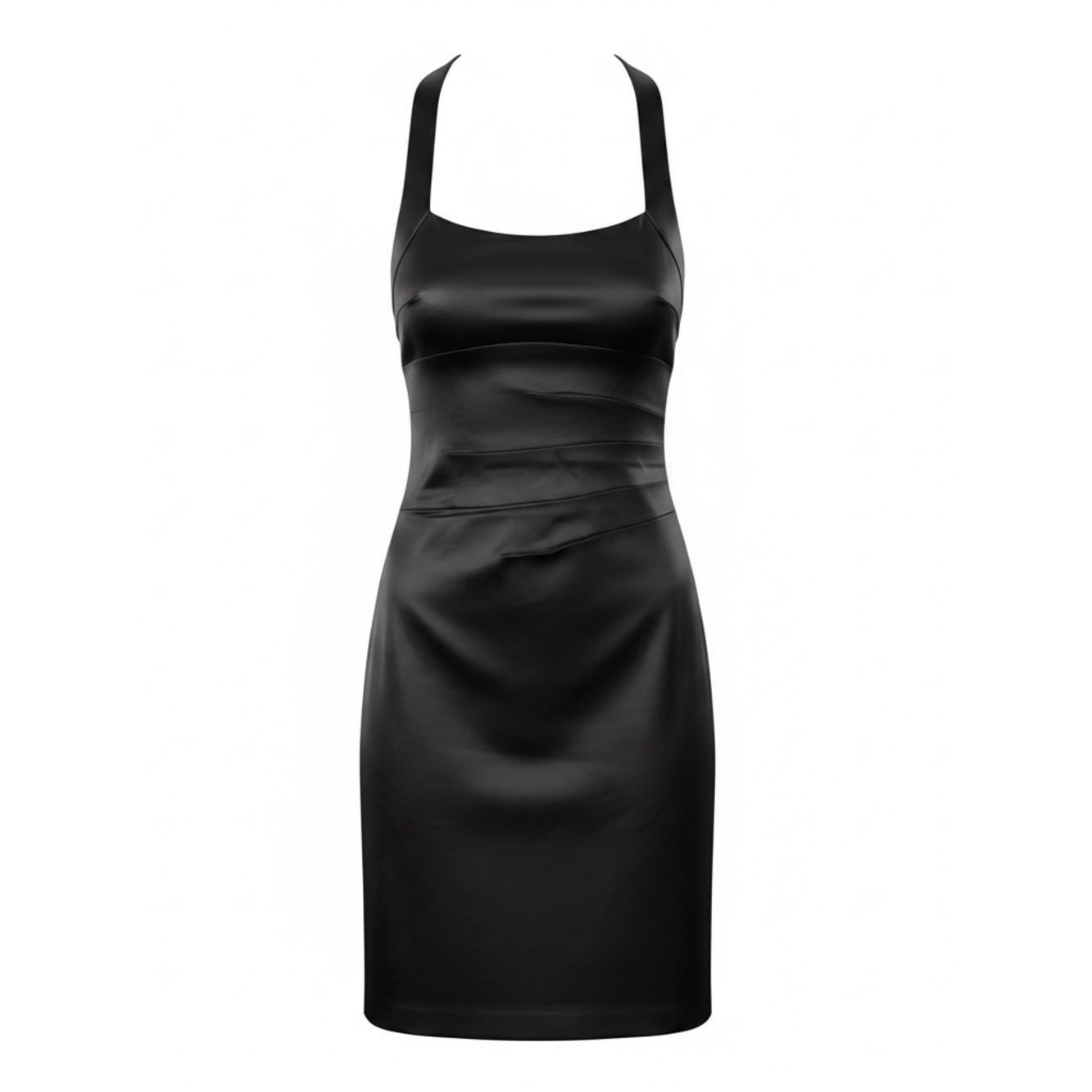 Other Cache Black Satin Halter Dress Bodycon Midi Size 8 Size M / US 6-8 / IT 42-44 - 3 Thumbnail