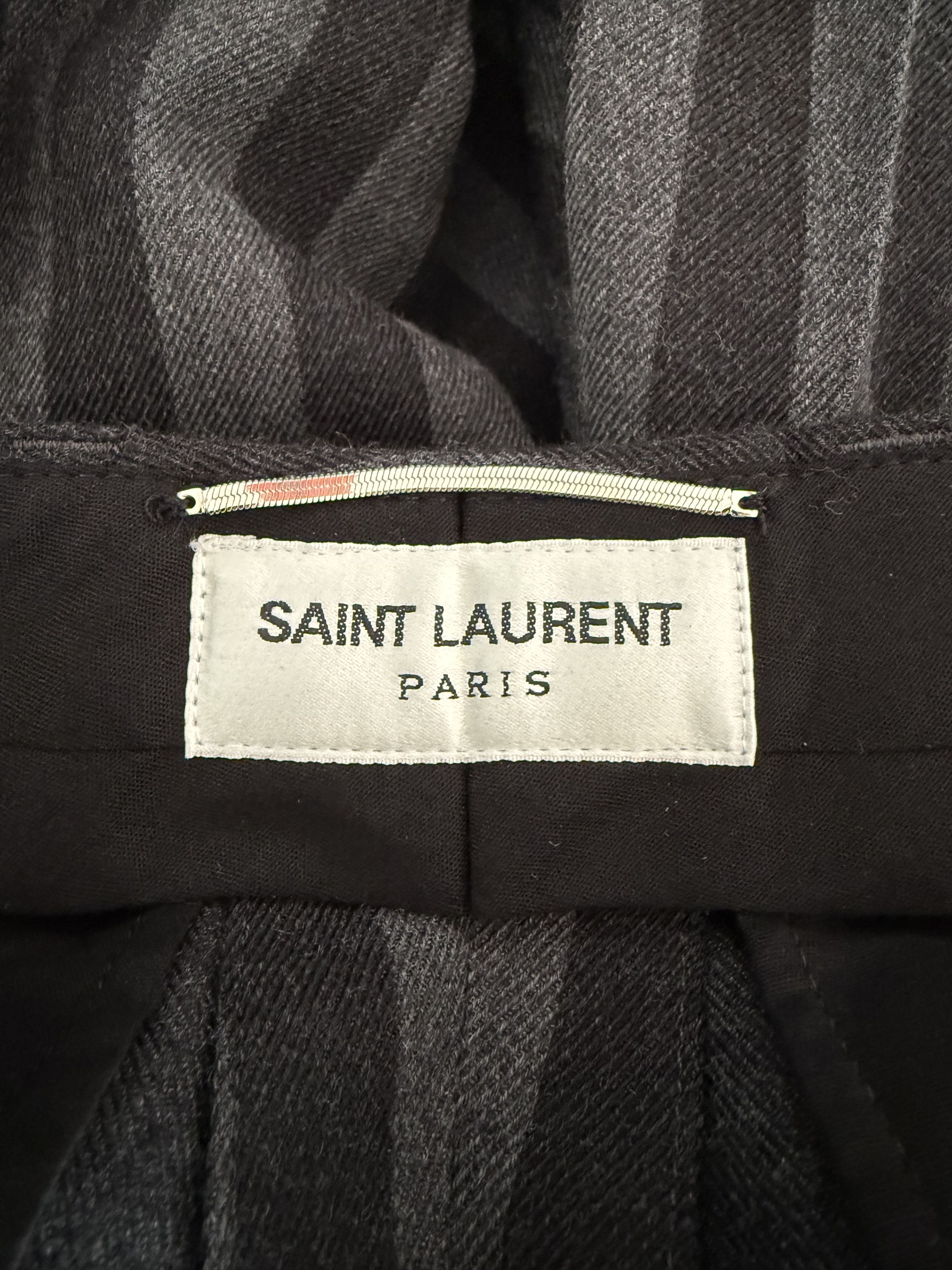 Saint Laurent Paris FW23 Saint Laurent Wool Trousers in Striped Black/Gray Size US 32 / EU 48 - 11 Thumbnail