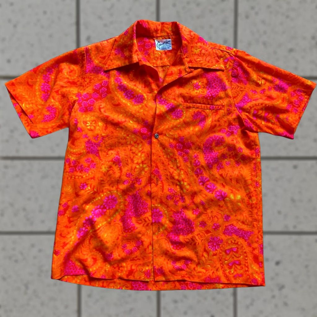 Vintage VINTAGE 50s 60s Casual Aire Hawaiian Shirt Medium Orange Cotton Rockabilly Casual Ceire Men’s Ladies Size US M / EU 48-50 / 2 - 1 Thumbnail