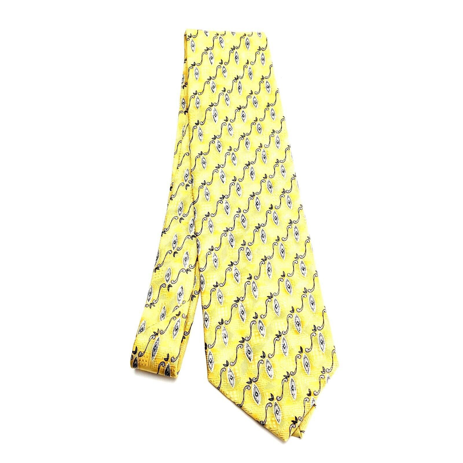 Jos. A. Bank Jos A Bank Yellow Silk Tie Woven Wide Graphic Striped Size ONE SIZE - 5 Thumbnail