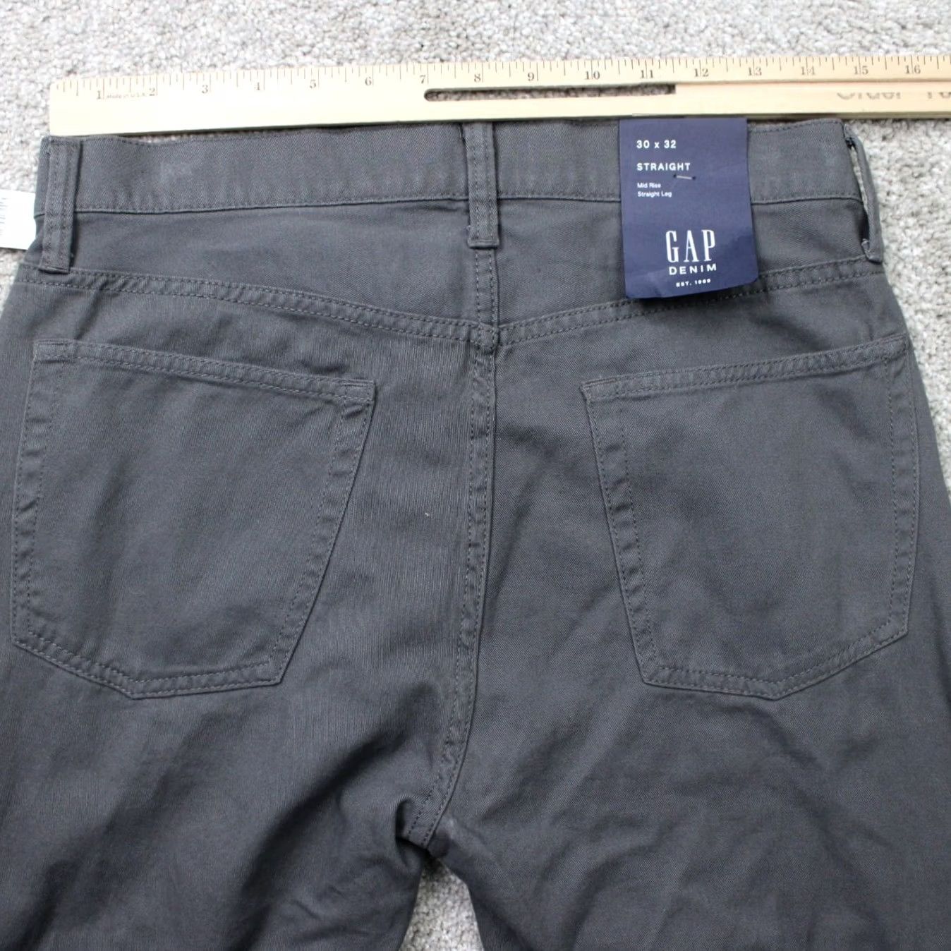 Gap GAP Denim Chino Pants Mens 30x32 Gray Straight Leg Flat Front Mid Rise NWT Size US 30 / EU 46 - 7 Thumbnail