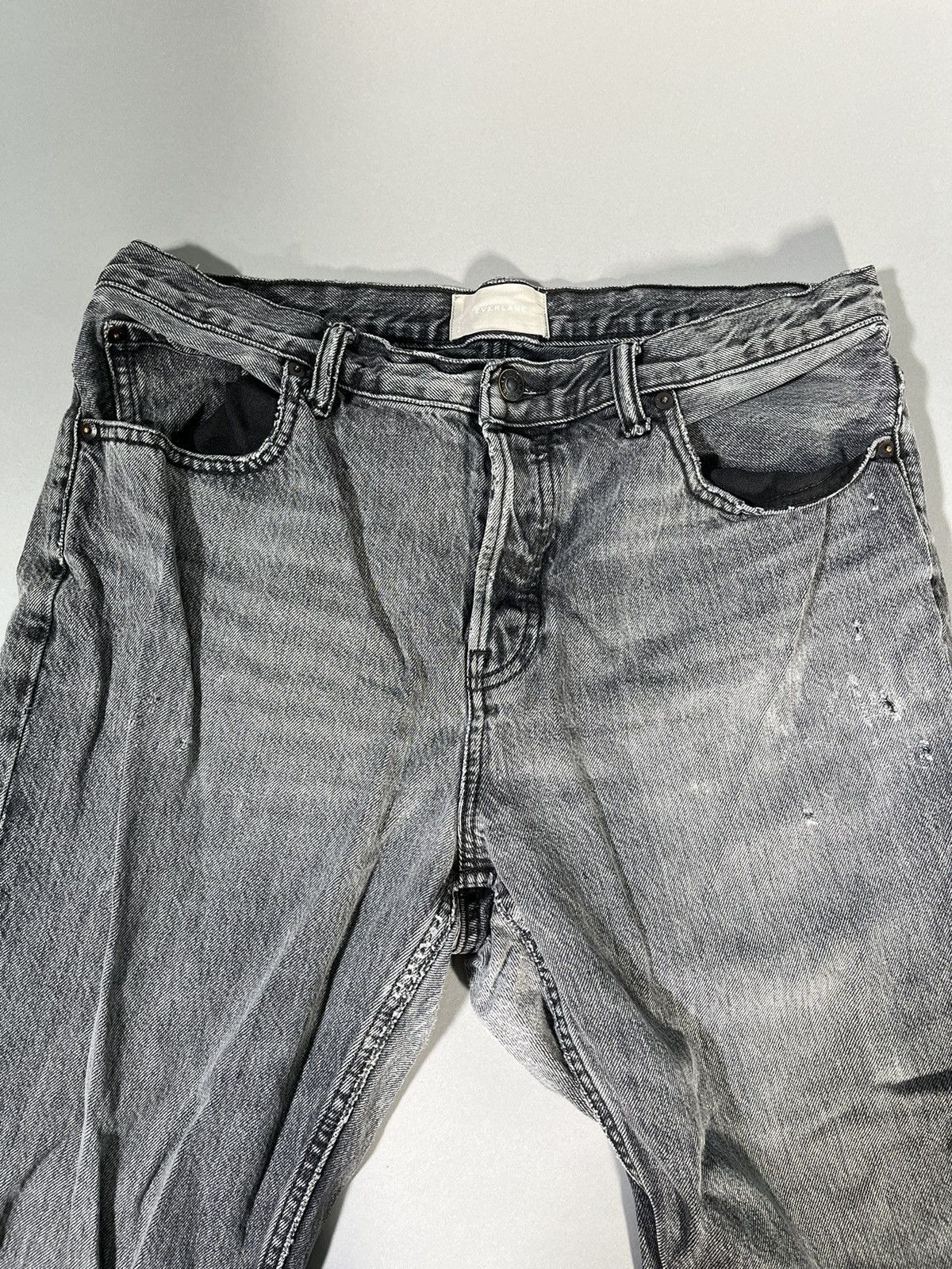 Everlane Custom Upcycled 1 of 1 Y2K Dark Grey Distressed Denim Size US 30 / EU 46 - 5 Thumbnail