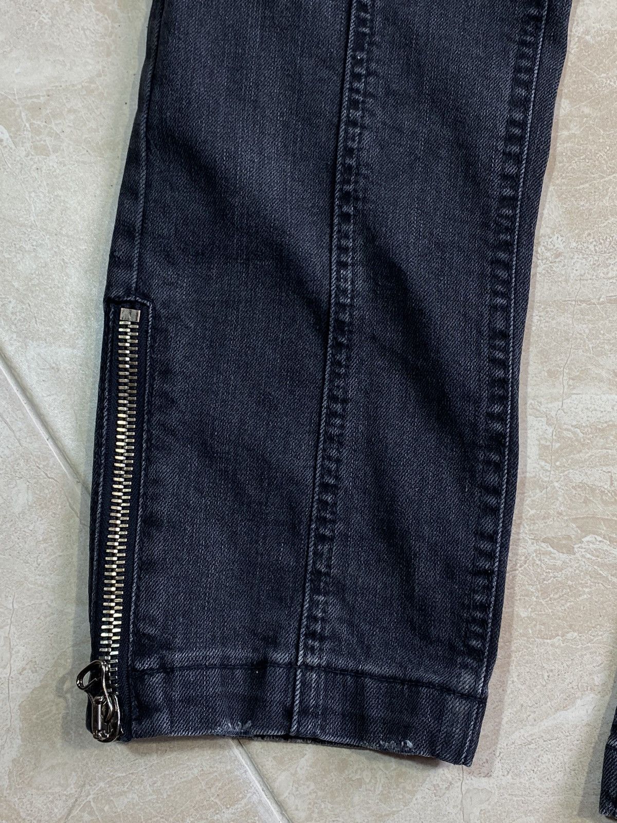 Balmain Balmain Washed Grey Denim Skinny Biker Jeans Size 36" / US 14 / IT 50 - 9 Thumbnail