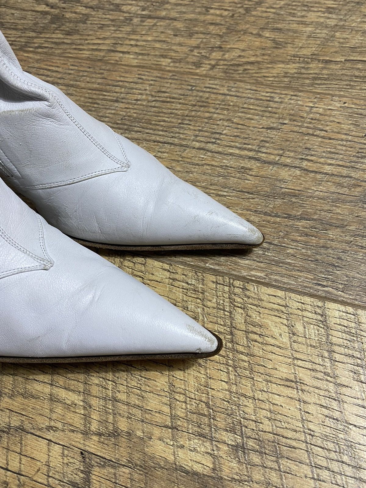 Vintage Goffredo Fantini White Leather Knee High Boots 38 VERO CUOIO Size US 8 / IT 38 - 6 Thumbnail
