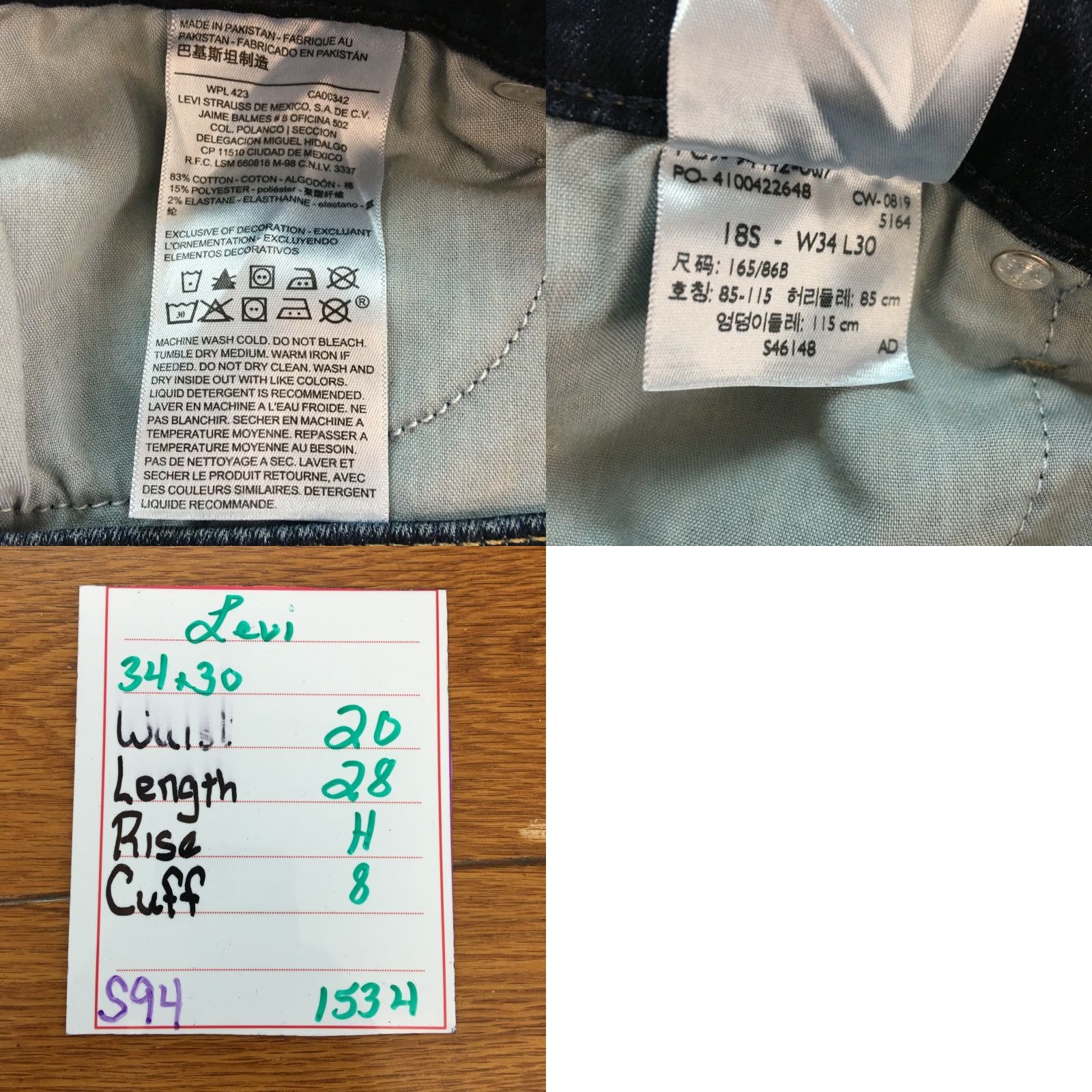 Denime Levi Strauss Gold Womens Mid Rise Straight Leg Blue Denim Jeans 34X30 Size Regular 5-Pocket Design Button Closure Size 24" / US 00 / IT 34 - 8 Thumbnail