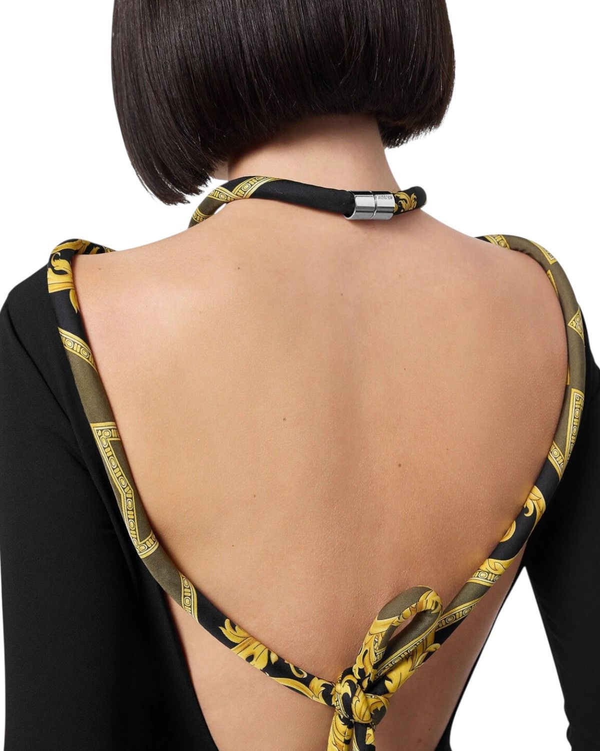 Versace Versace Black Open Back Silk Trim Body Size S / US 4 / IT 40 - 5 Thumbnail