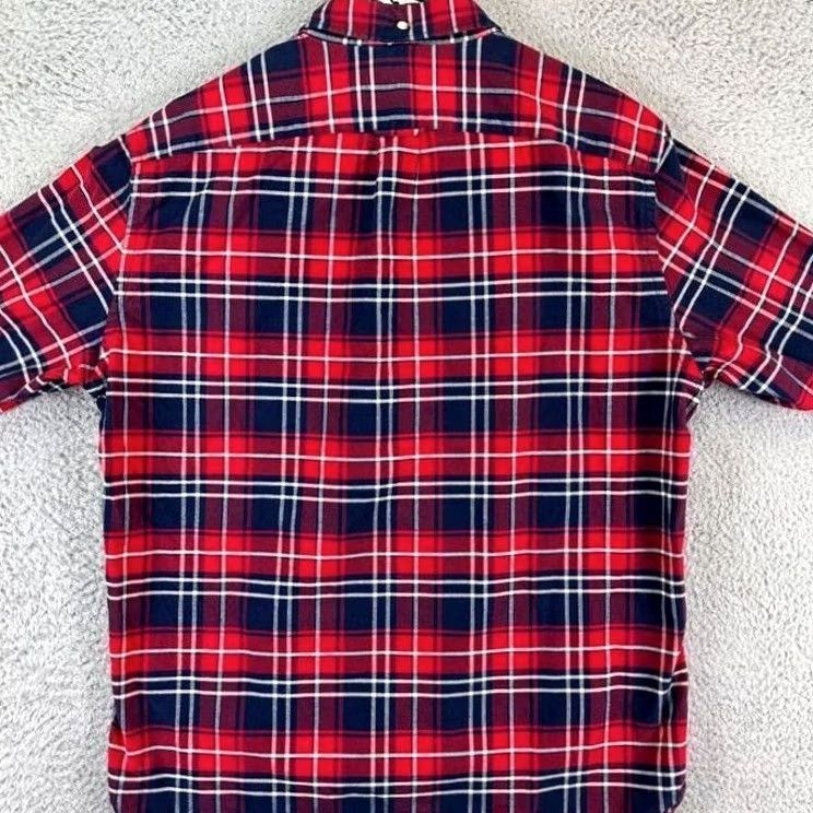 Vintage J Crew Button Down Shirt Mens Large Red Blue Plaid Tailored Long Sleeve Shirt Button-Up Casual Knit Cotton Outdoor Pattern Retro? Size US L / EU 52-54 / 3 - 2 Thumbnail