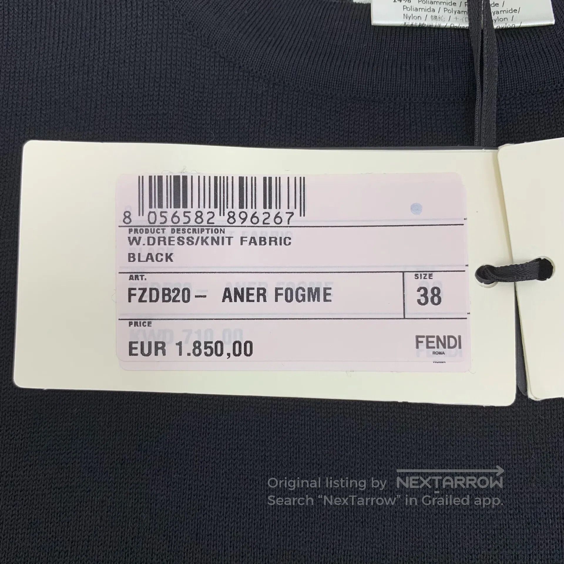 Fendi FENDI Black Lined Monogram Printed Cashmere Crew Neck Long Size XS / US 0-2 / IT 36-38 - 8 Thumbnail