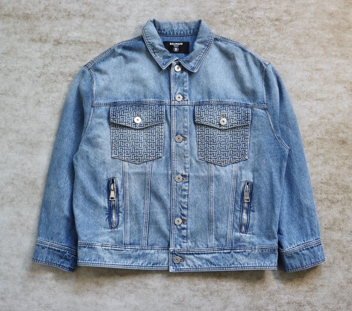 Balmain Balmain 23ss Blue Logo Denim Jacket Size US M / EU 48-50 / 2 - 2 Thumbnail
