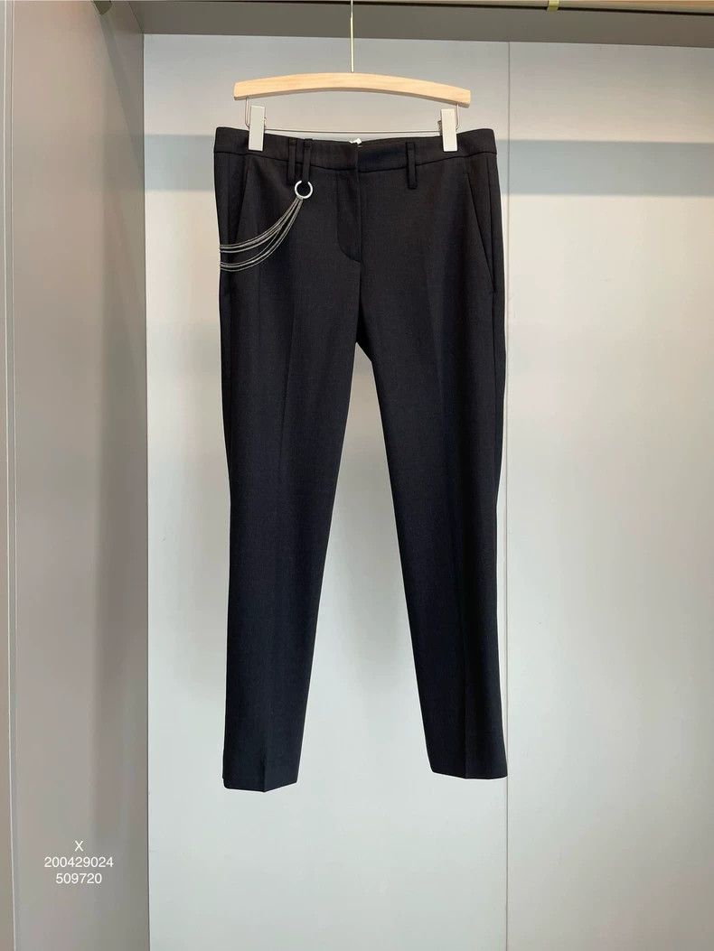 Brunello Cucinelli Brunello Cucinelli Beaded Chain Wool Pants - dmc Size US 38 / EU 54 - 1 Thumbnail