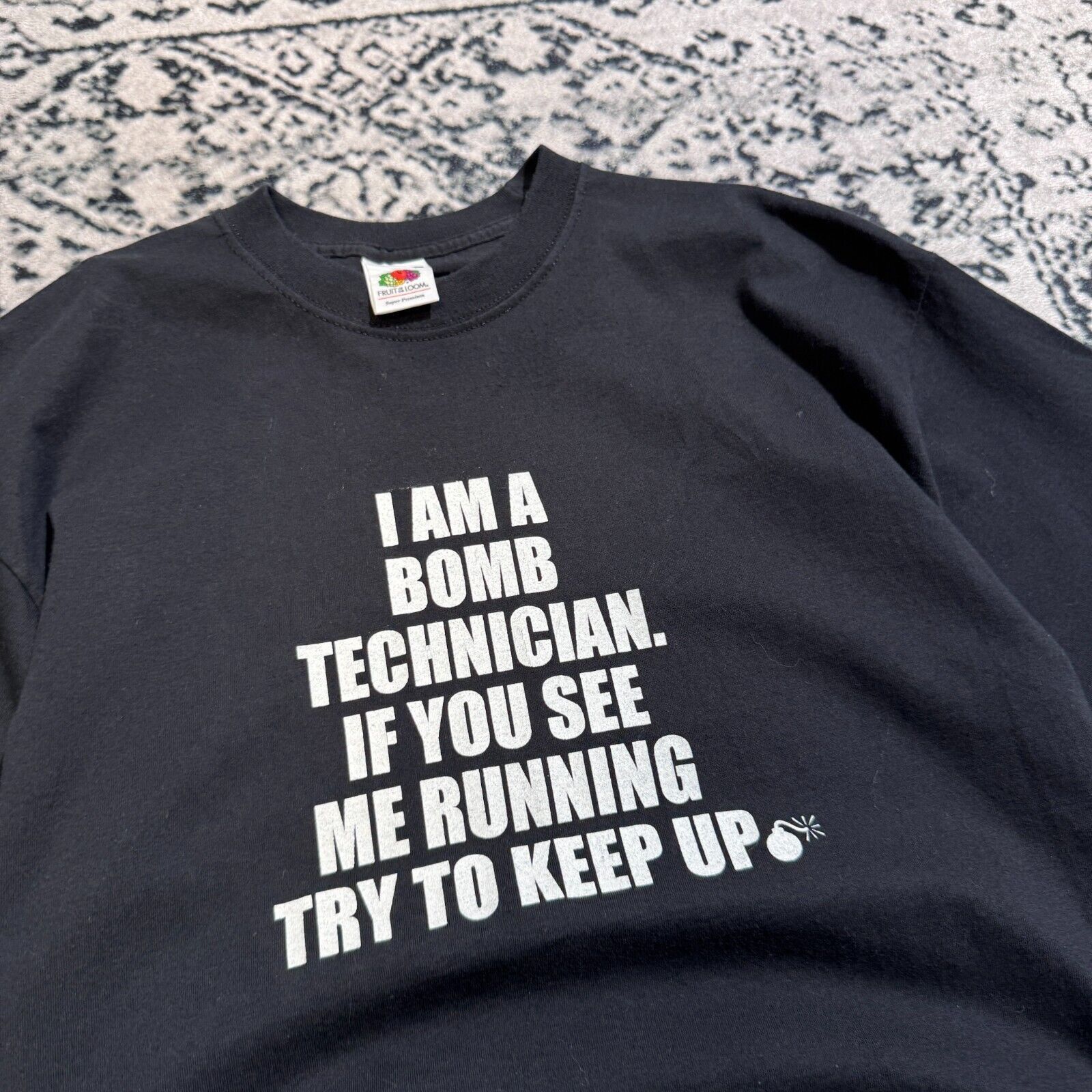 Vintage Vintage Unisex Black Cotton T-Shirt Size M Bomb Technician Size US M / EU 48-50 / 2 - 5 Thumbnail