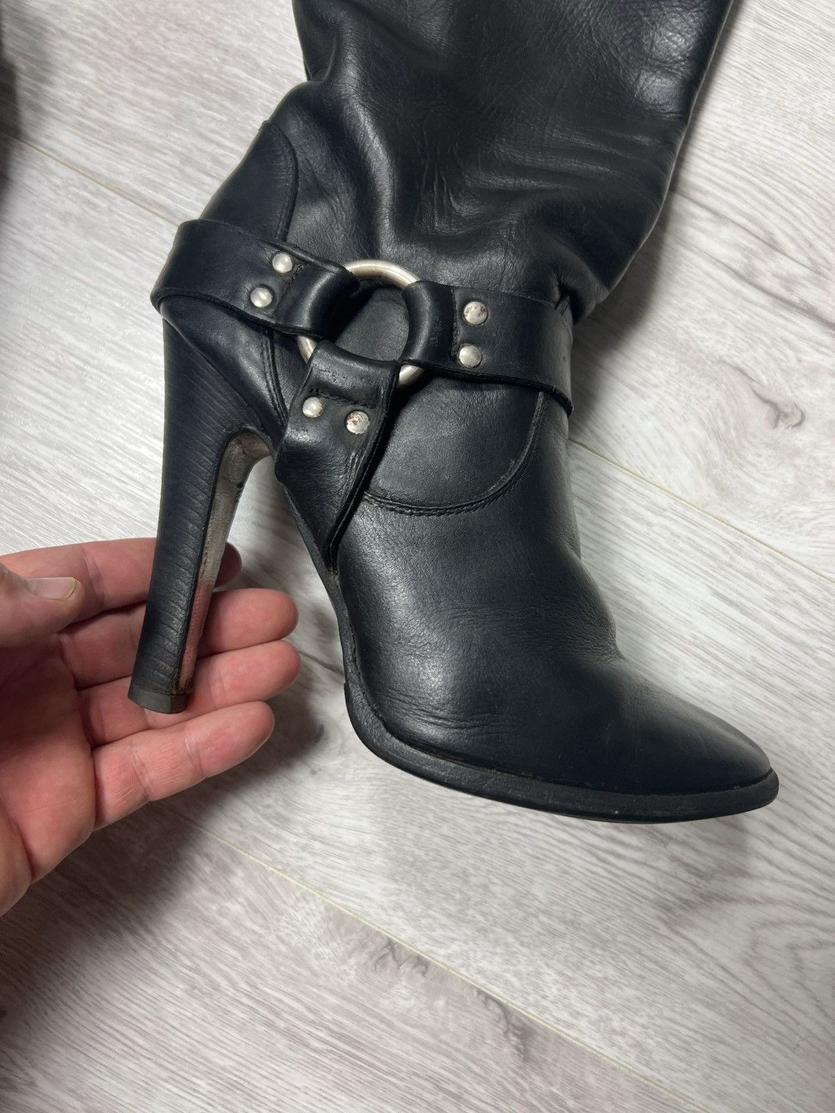 Dolce & Gabbana Dolce Gabbana Black Leather High Heel Boots D&G Y2K Style Size US 7.5 / IT 37.5 - 18 Thumbnail