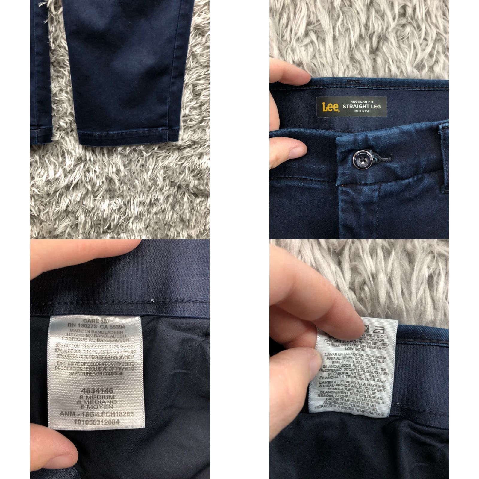 Lee Lee Jegging Pants Size 8 Womens Mid Rise Straight Leg Dark Wash Blue Button Flat Front Pockets Size 30" / US 8 / IT 44 - 8 Thumbnail