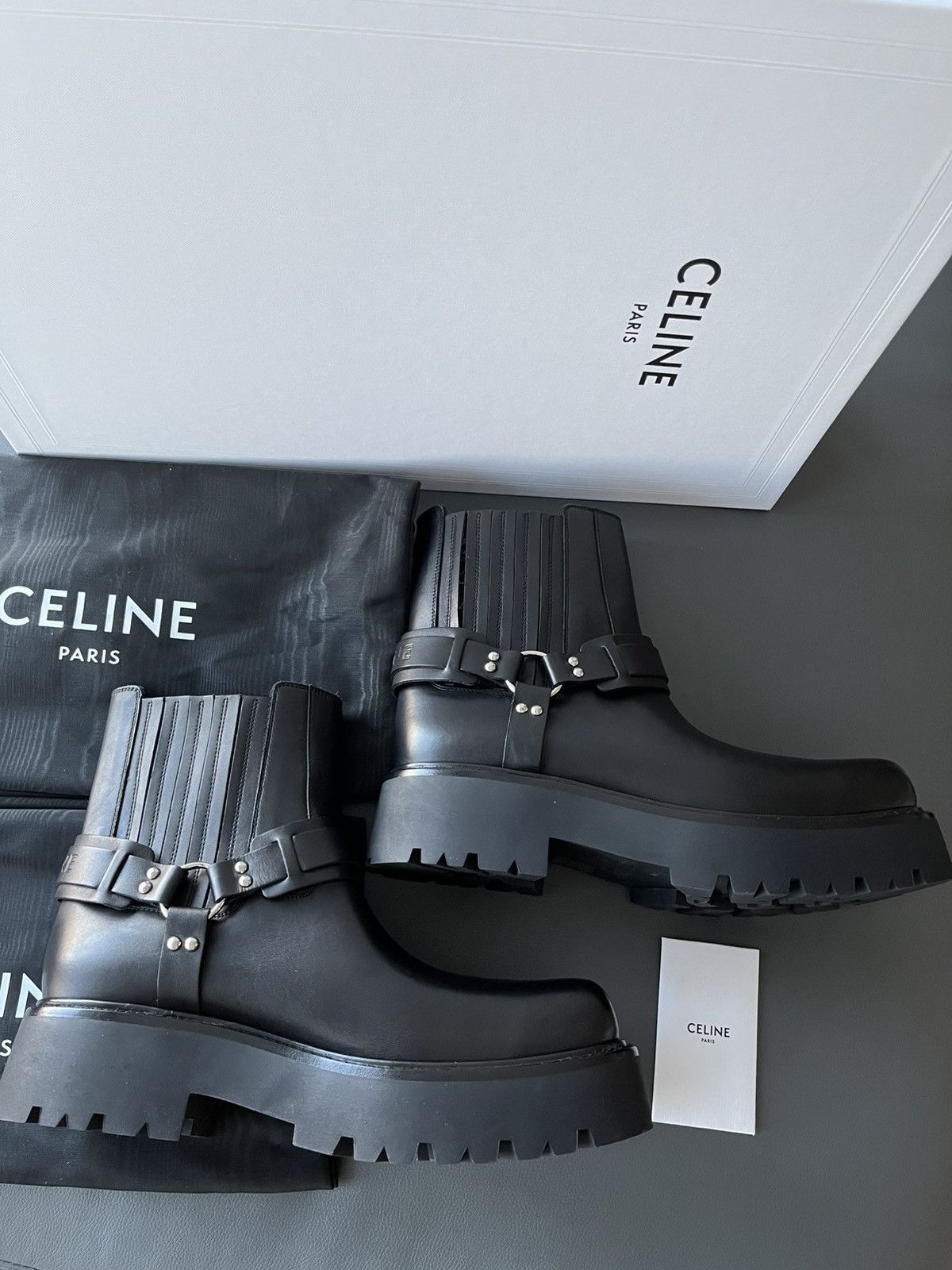 Super Runway Celine Hedi Slimane Biker Chelsea Boots New